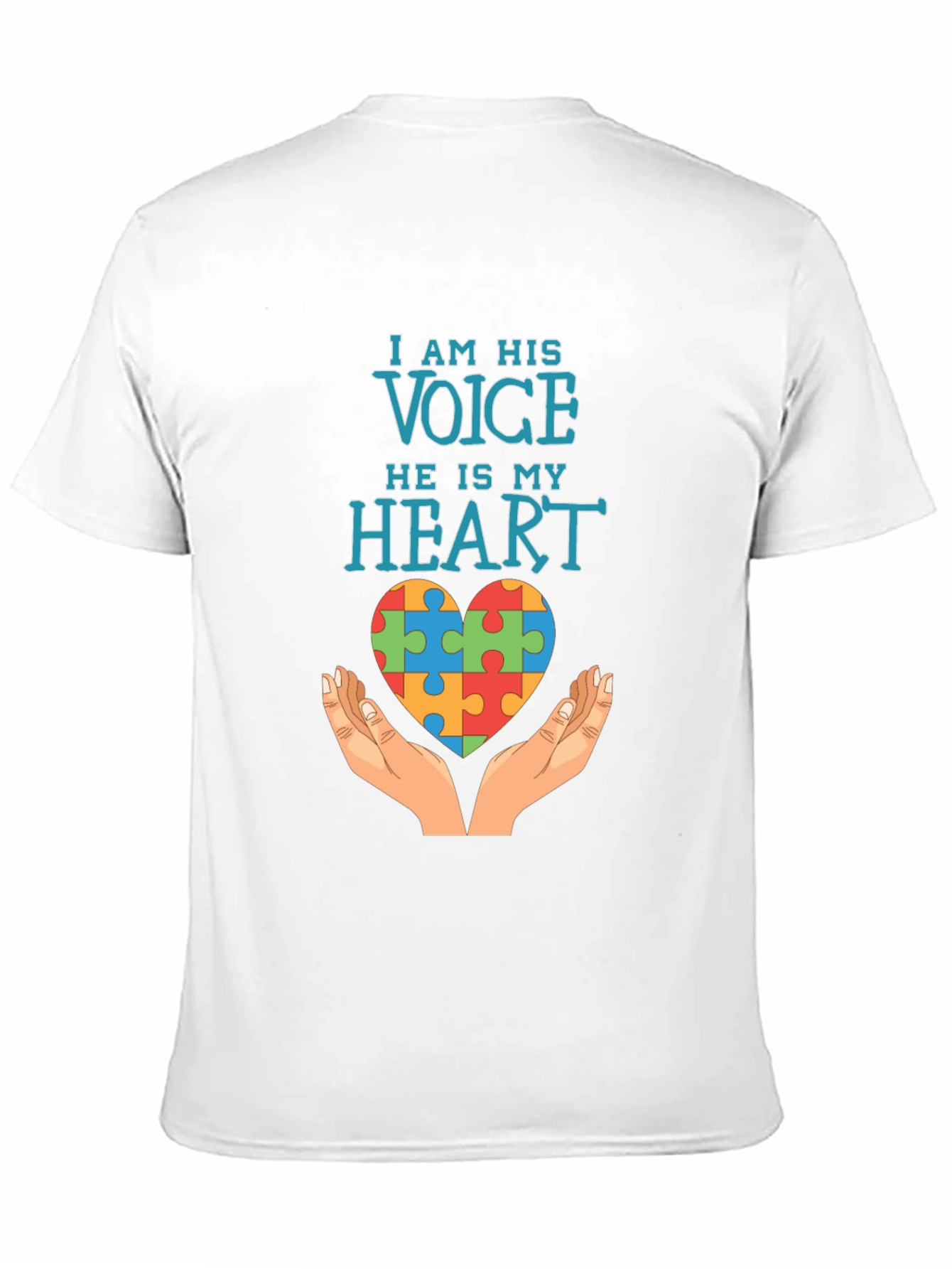 Black Autism Awareness T-Shirt: I Am His Voice, He Is My Heart view 11