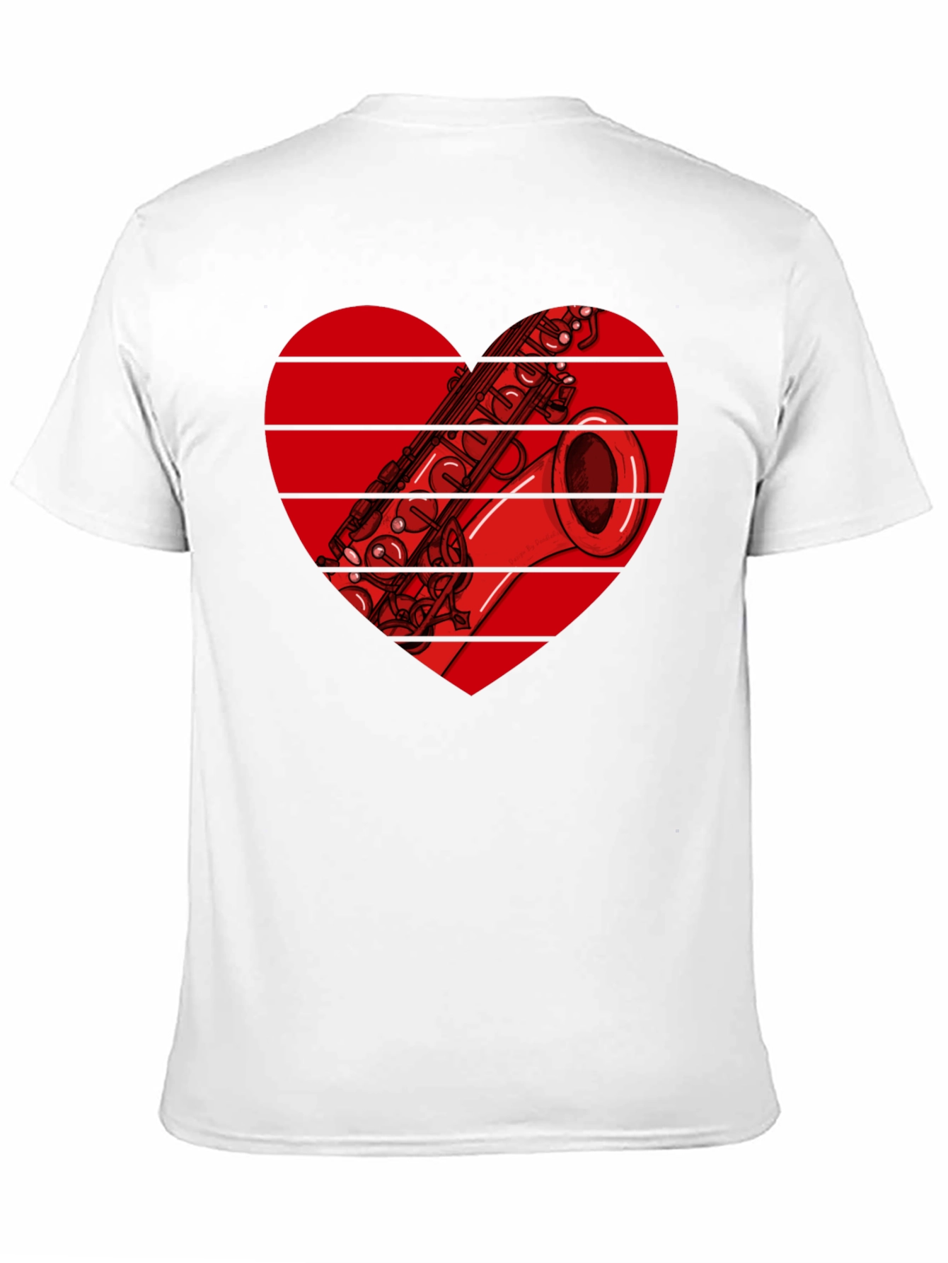 Black Saxophone Heart Graphic T-Shirt view 11