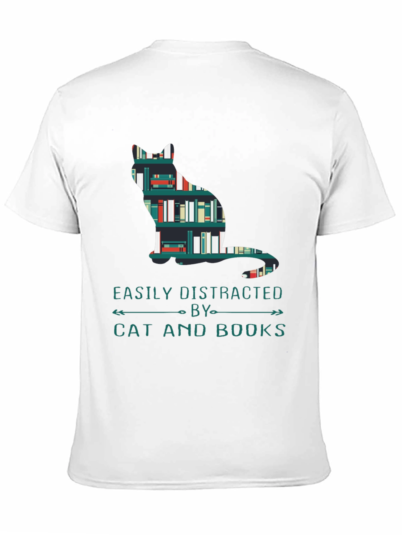 Black Cat and Books T-Shirt - Easily Distracted Tee view 11