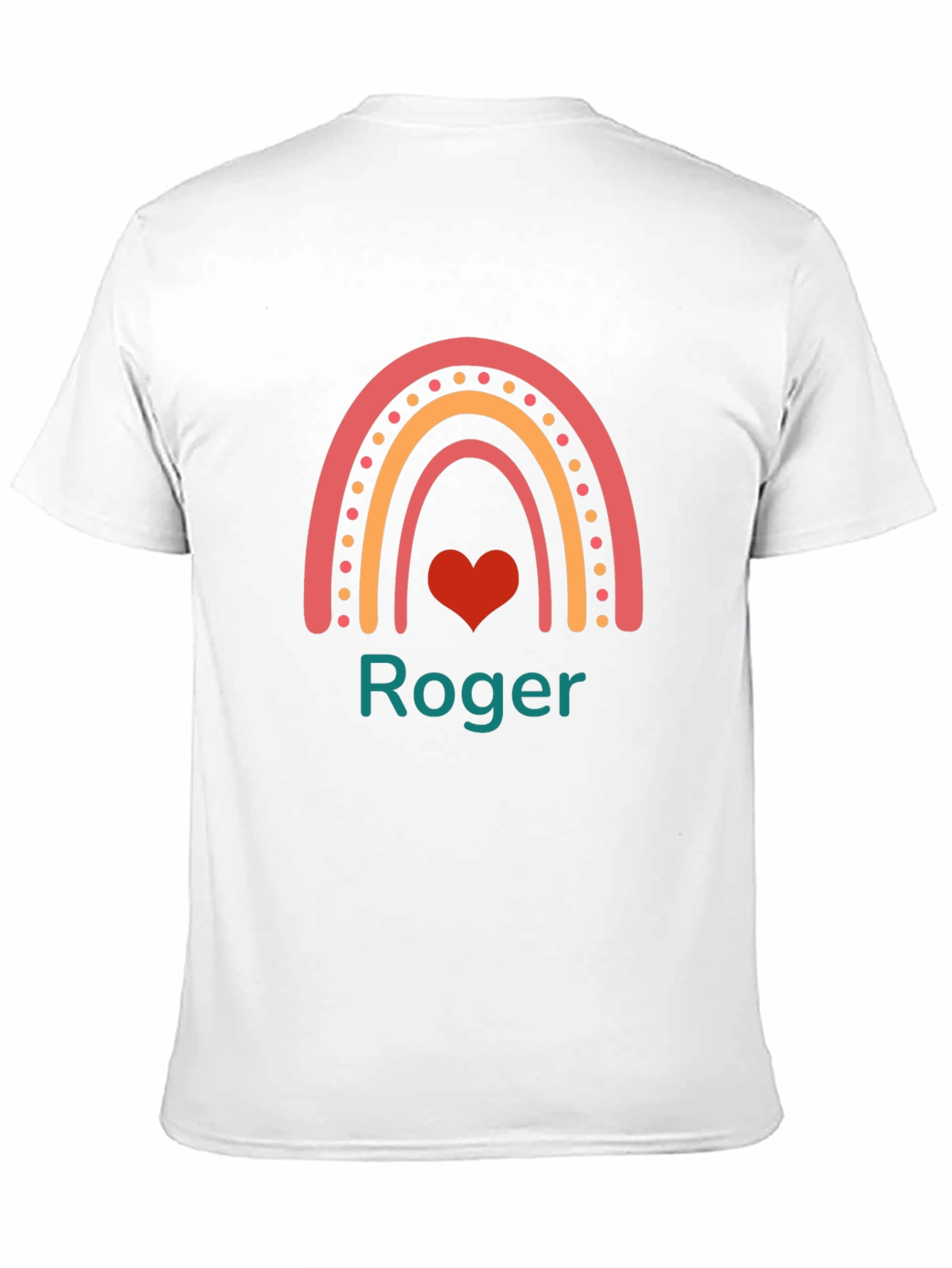 Black Personalized "Roger" Rainbow Heart T-Shirt view 11