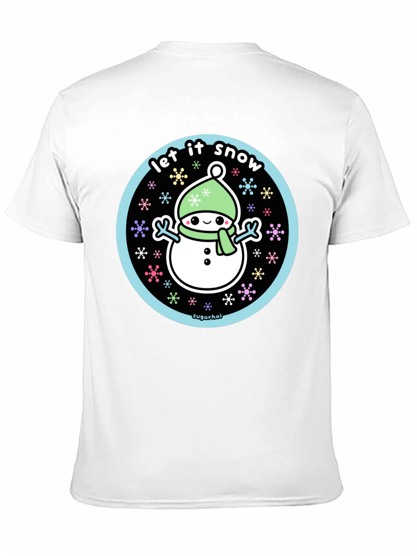 Black Kawaii Snowman Let It Snow Graphic Tee view 11