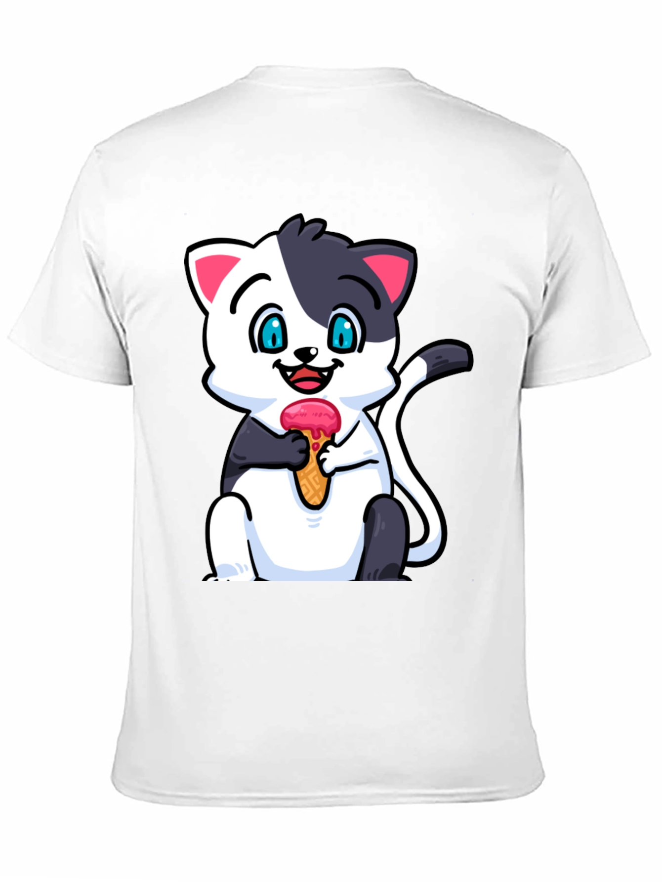 Black Cute Cat Ice Cream T-Shirt view 11