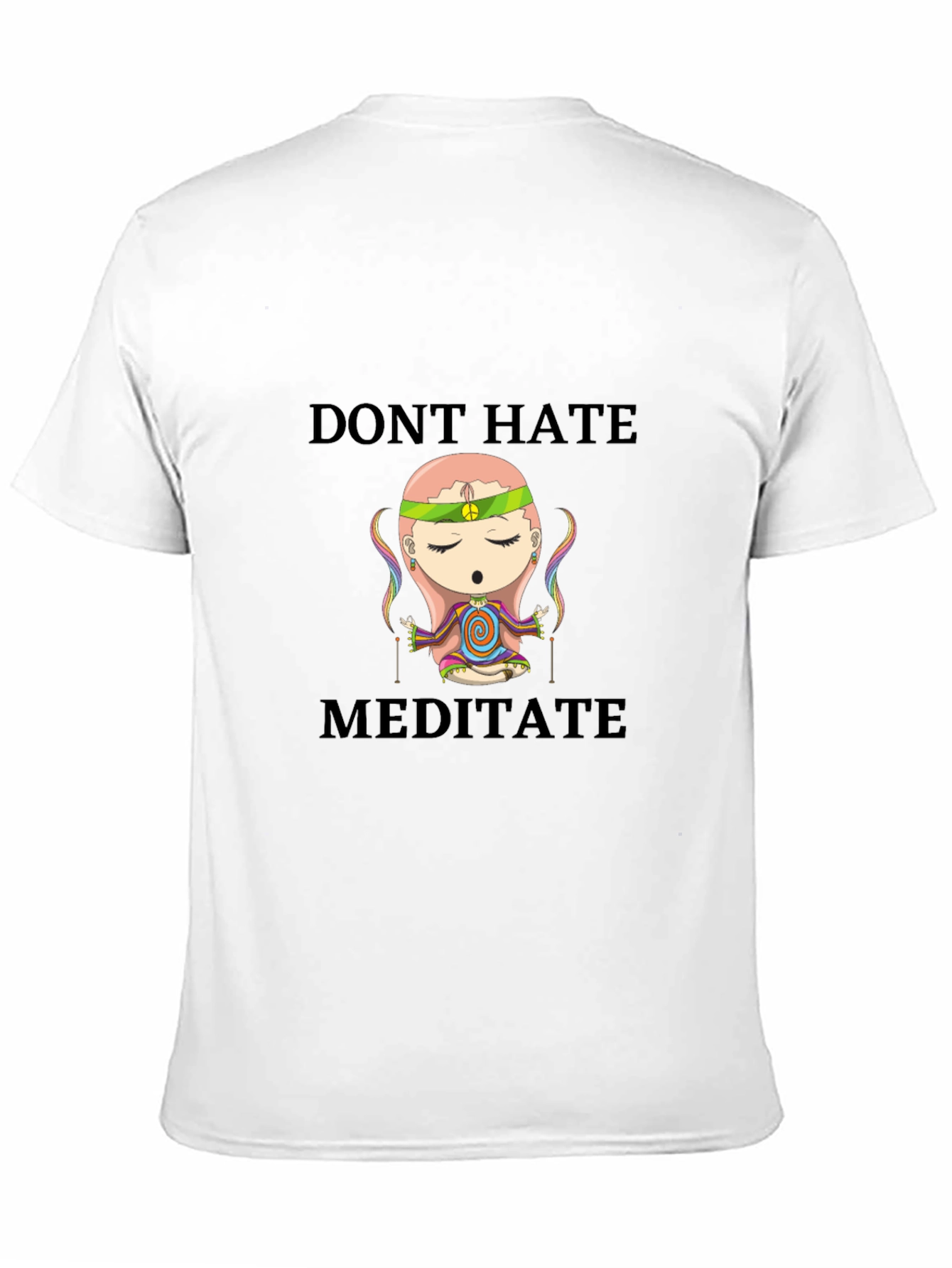 Black Don't Hate Meditate T-Shirt - Peaceful Cartoon view 11