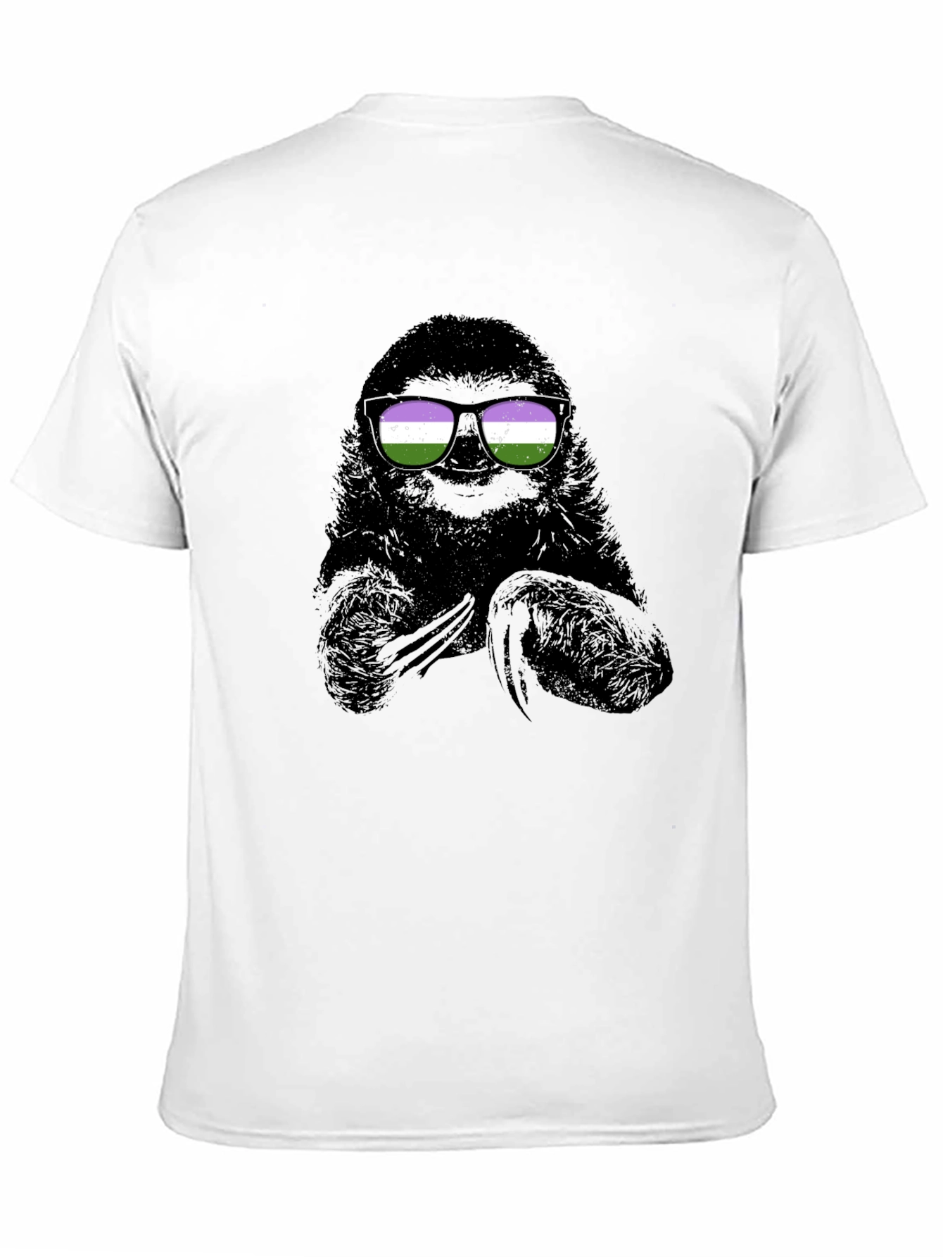Black Sloth Wearing Genderqueer Pride Sunglasses T-Shirt view 11