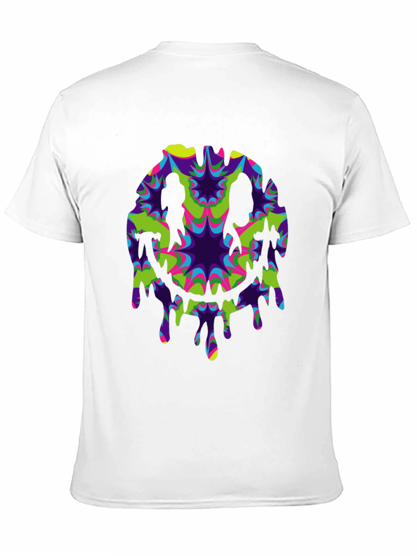 Black Psychedelic Dripping Smiley Face Black Tee view 11