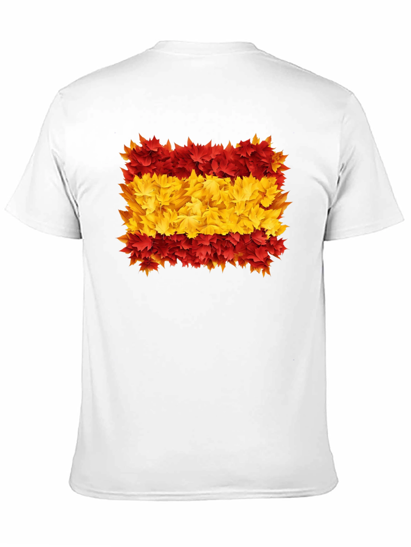 Black Spain Flag Leaves Men's Black T-Shirt view 11