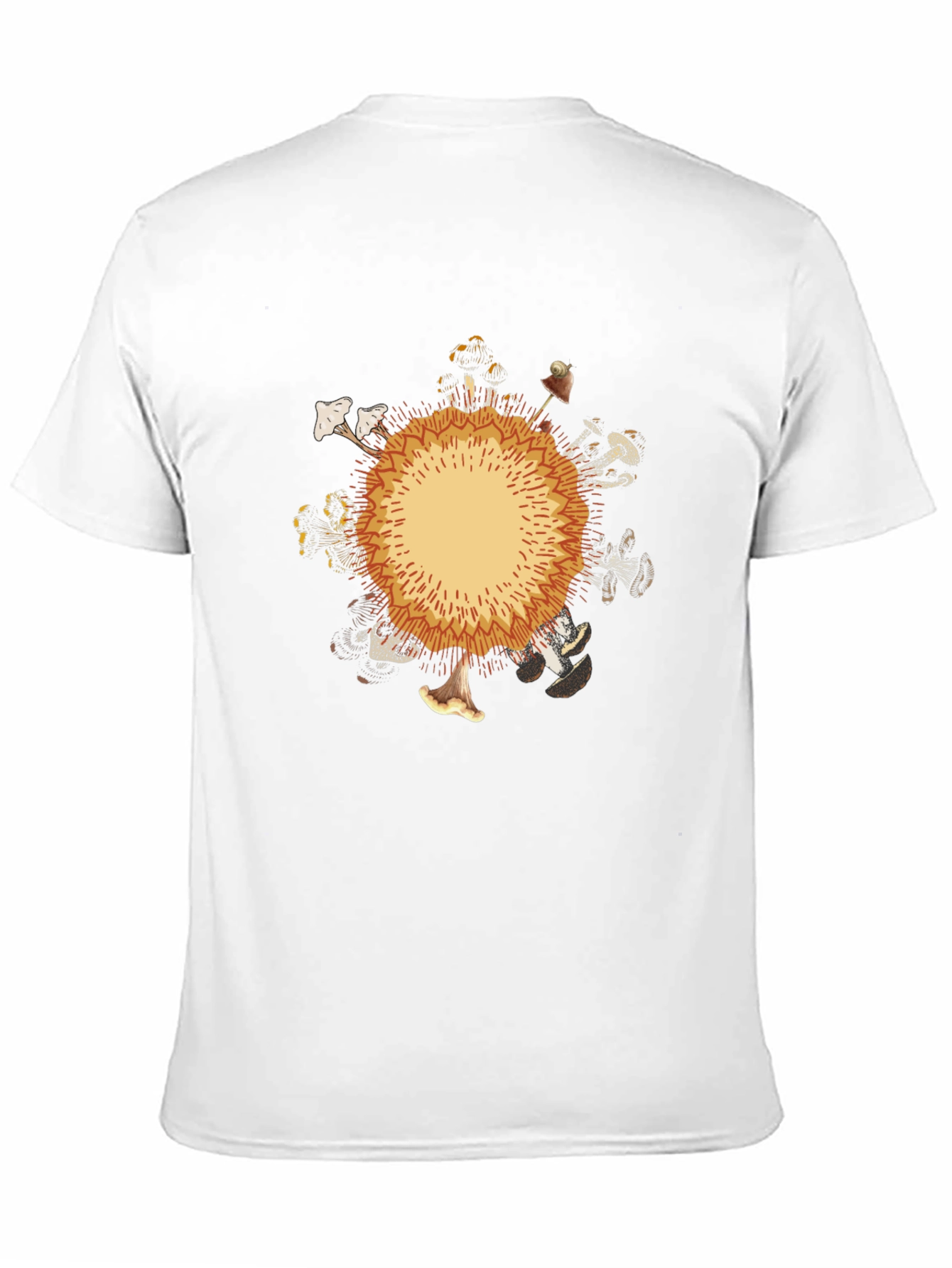 Black Mushroom Circle Graphic Black T-Shirt view 11