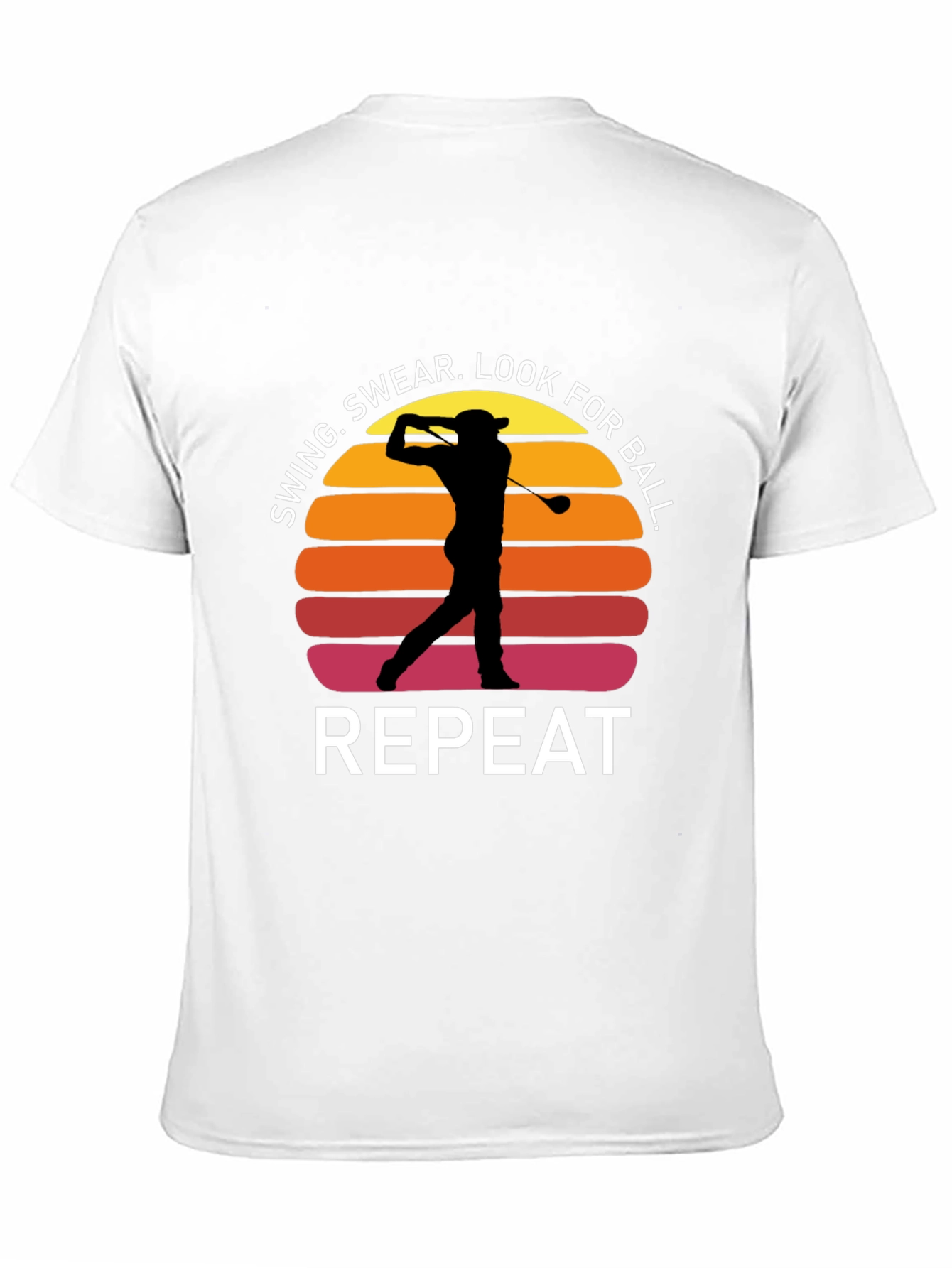 Black Golf Swing Repeat T-Shirt - Funny Golfer Tee view 11