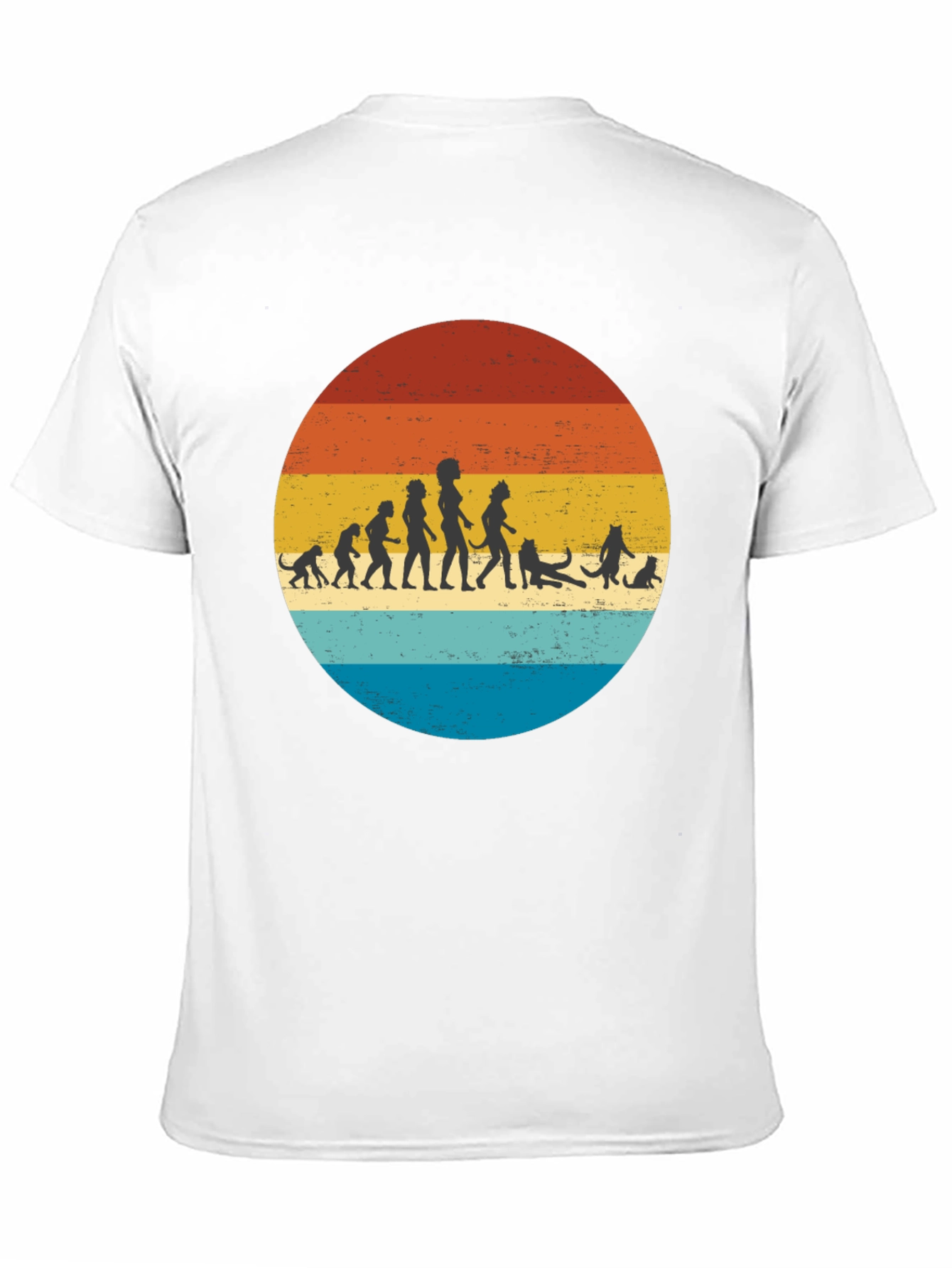 Black Retro Cat Evolution T-Shirt view 11