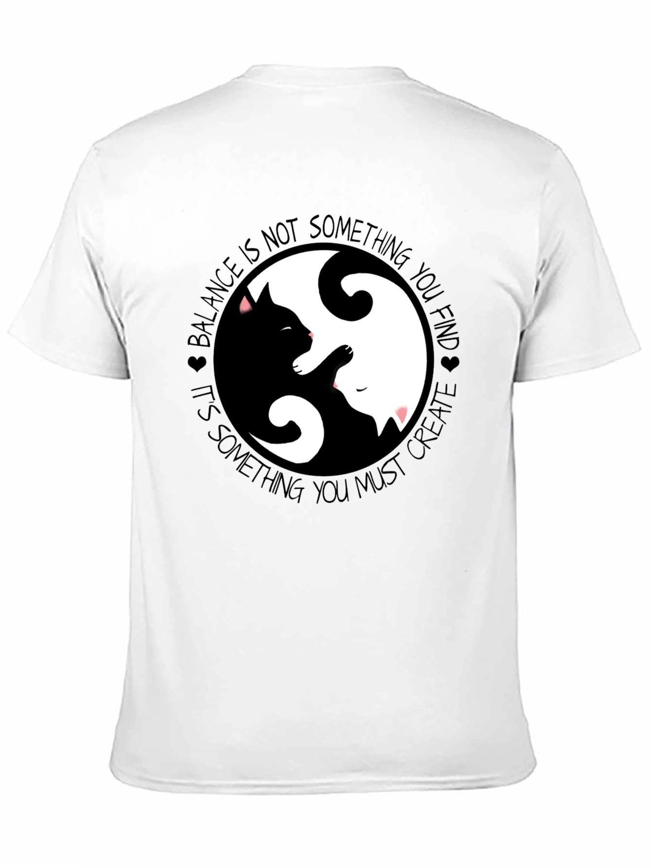 Black Yin Yang Cats Graphic T-Shirt Balance and Harmony view 11