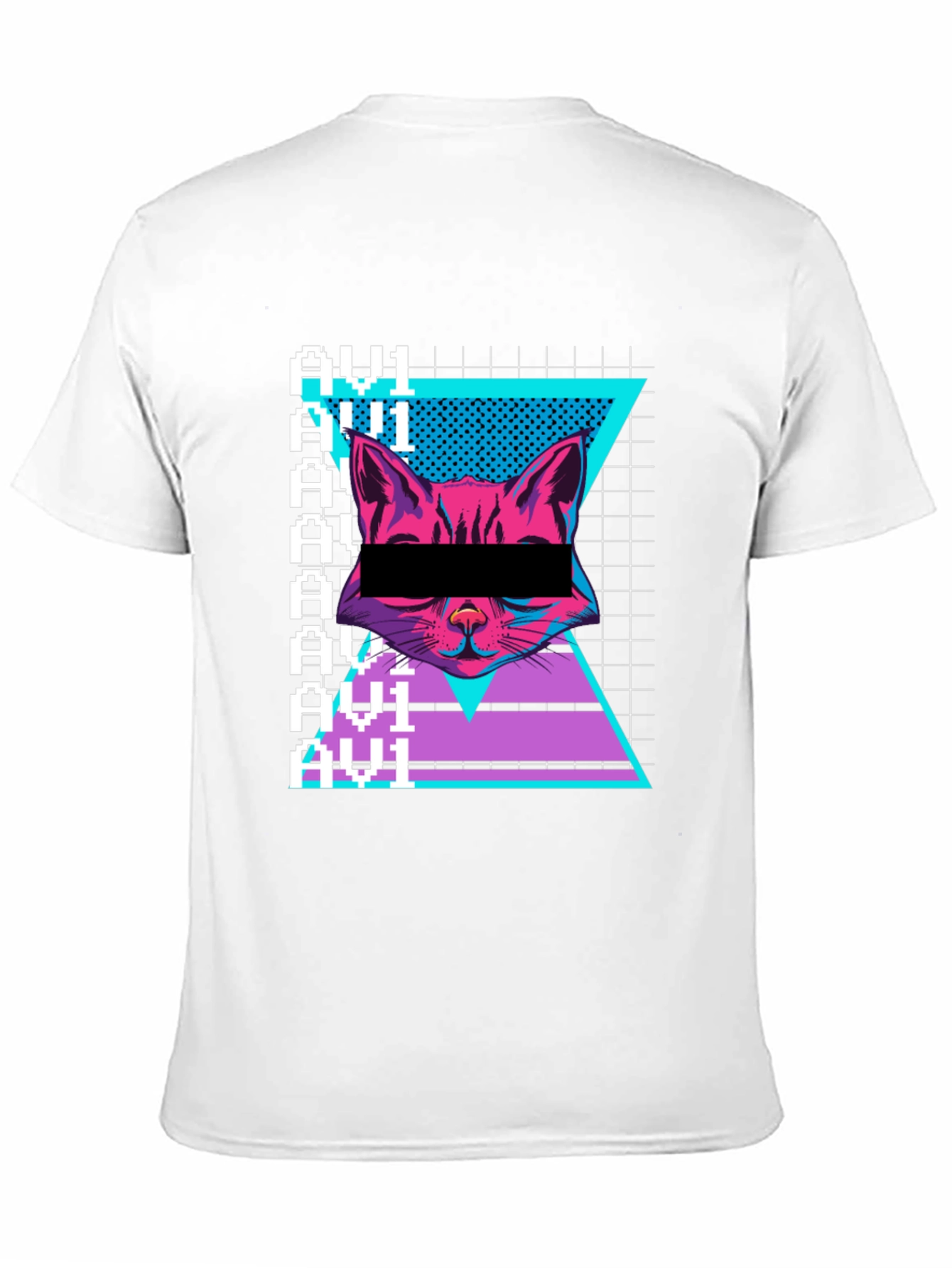 Black Cyberpunk Cat Graphic Tee - Retro Style view 11
