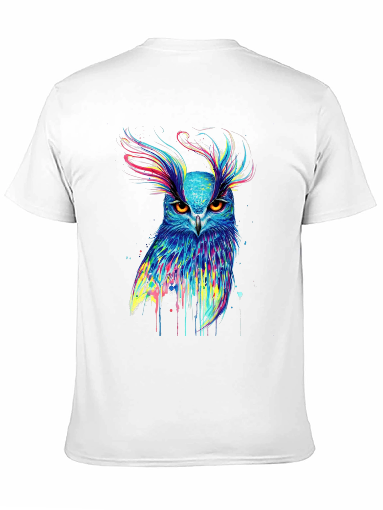 Black Colorful Owl Graphic Print Black T-Shirt view 11