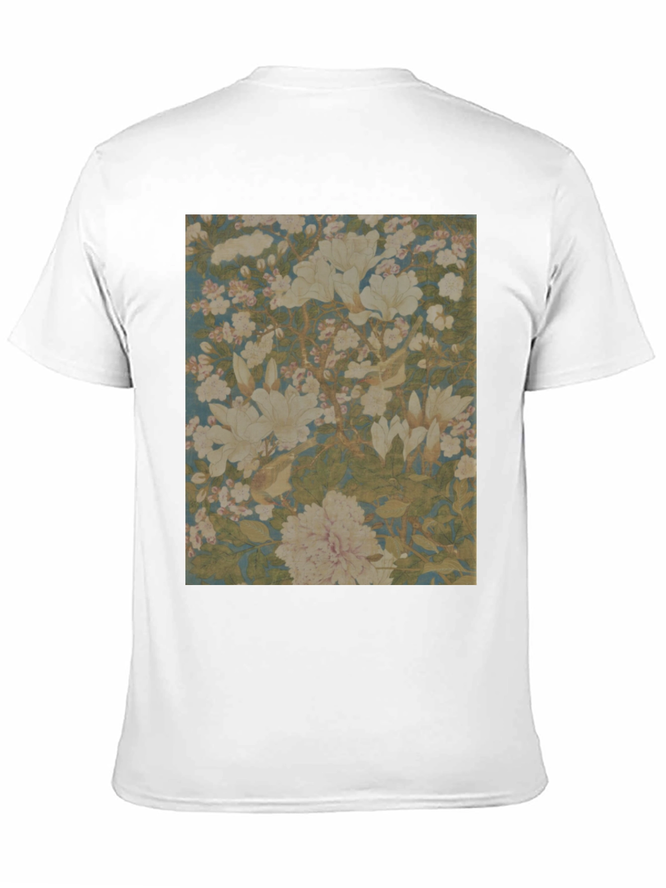 Black Floral Print Tee - Black Cotton Casual Wear view 11