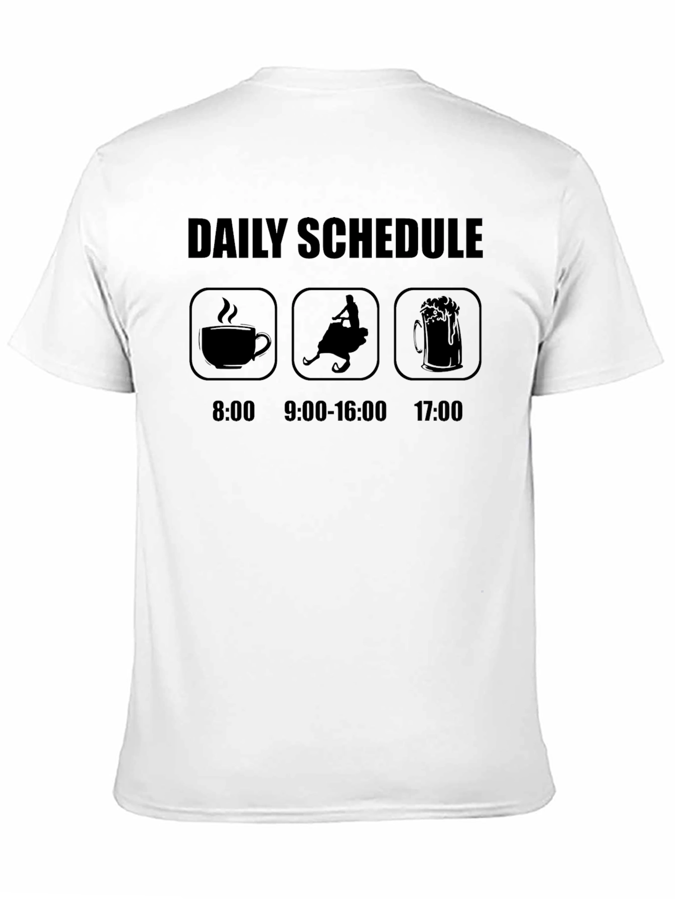 Black Daily Schedule T-Shirt: Coffee, Snowmobile, Beer view 11