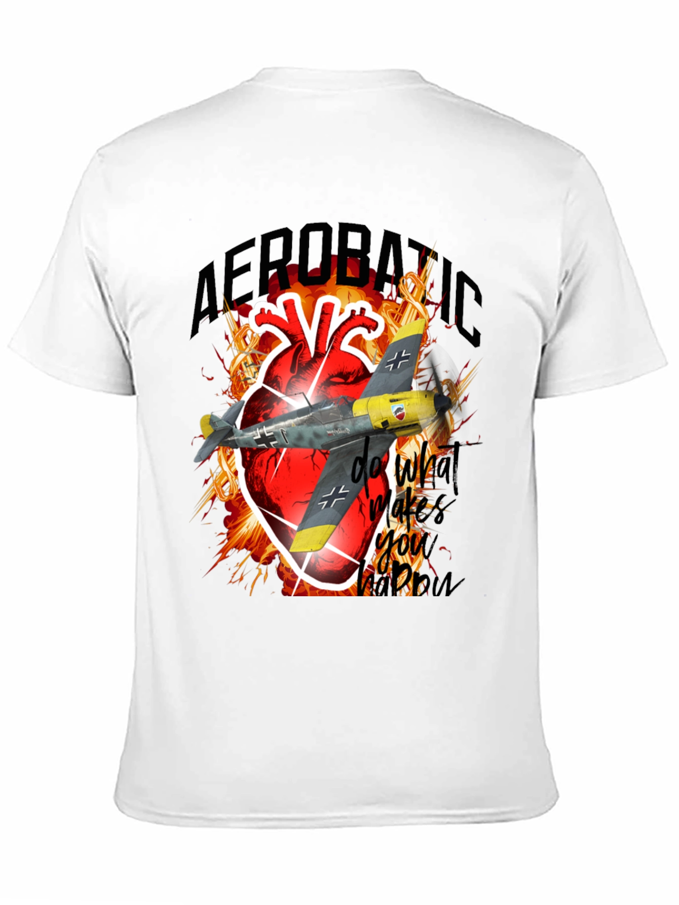 Black Aerobatic Plane Heart T-Shirt - Do What Makes You Happy view 11