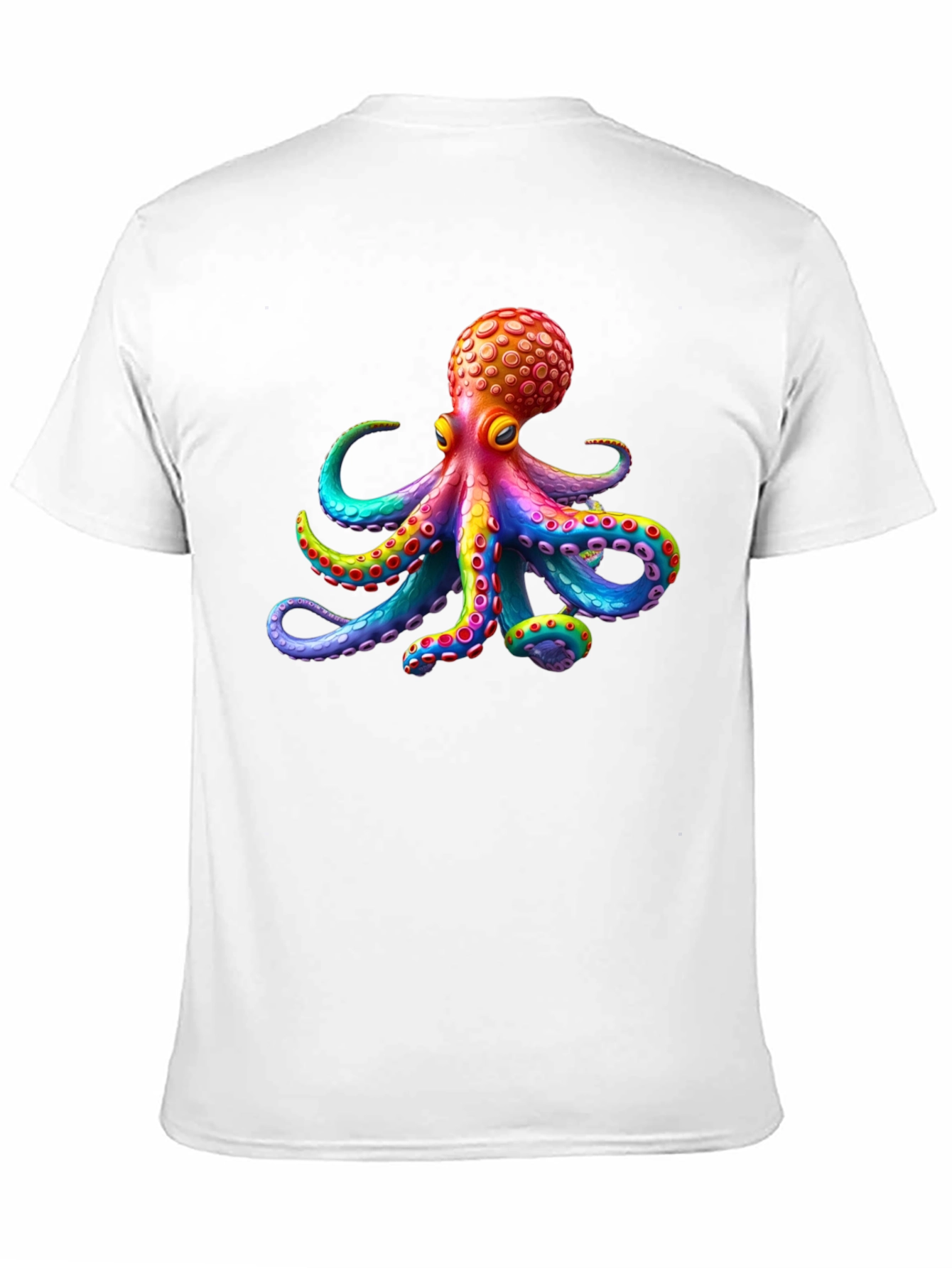 Black Rainbow Octopus Graphic Tee - Black Cotton T-Shirt view 11