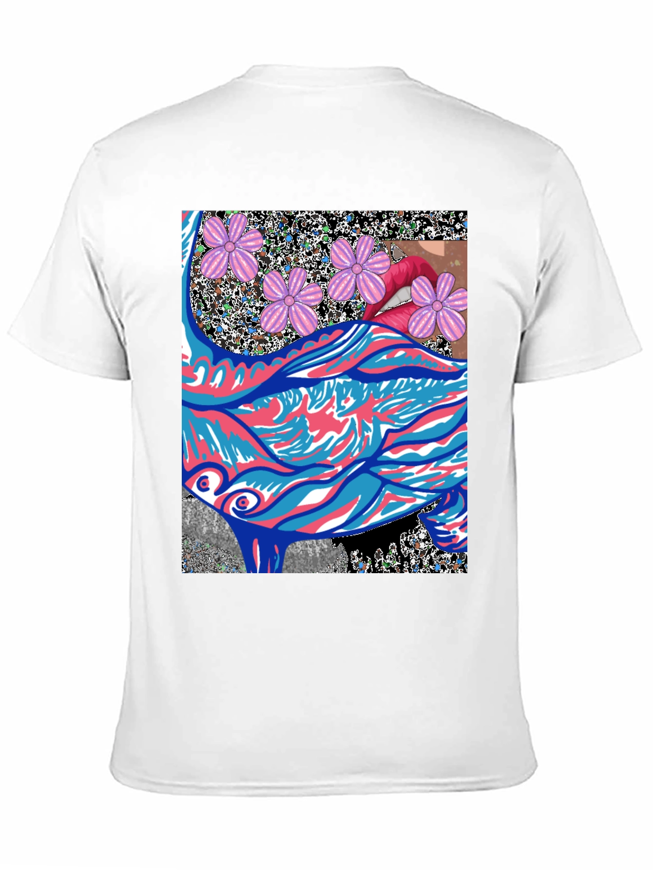 Black Abstract Floral Lips Graphic Tee - Men's Black T-Shirt view 11