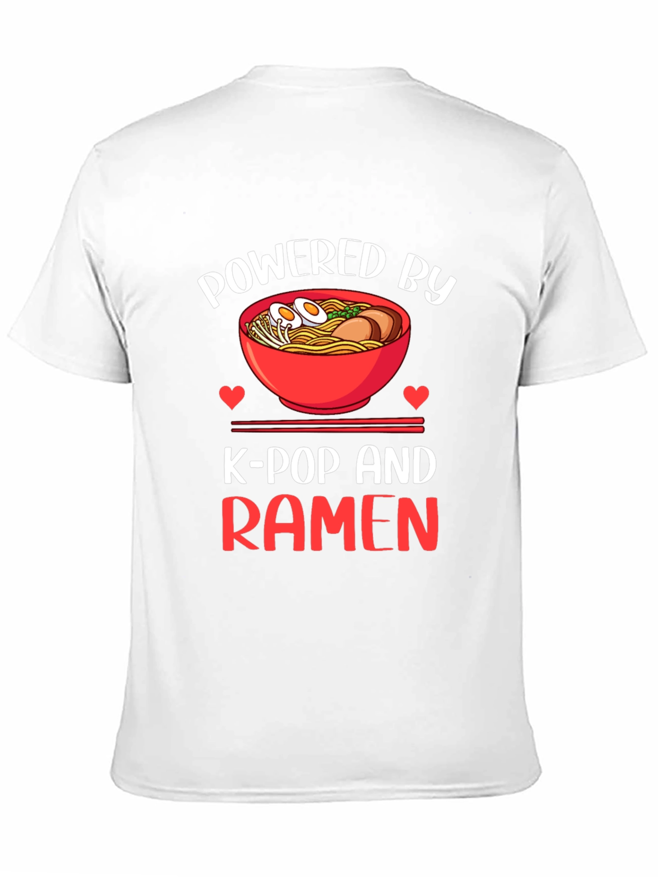 Black Powered by K-Pop and Ramen Graphic T-Shirt view 11