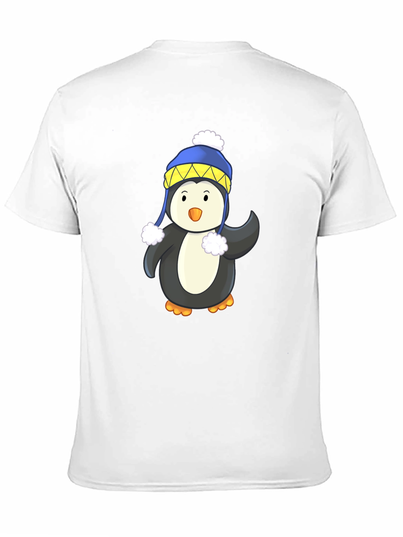 Black Penguin with Winter Hat Black T-Shirt view 11