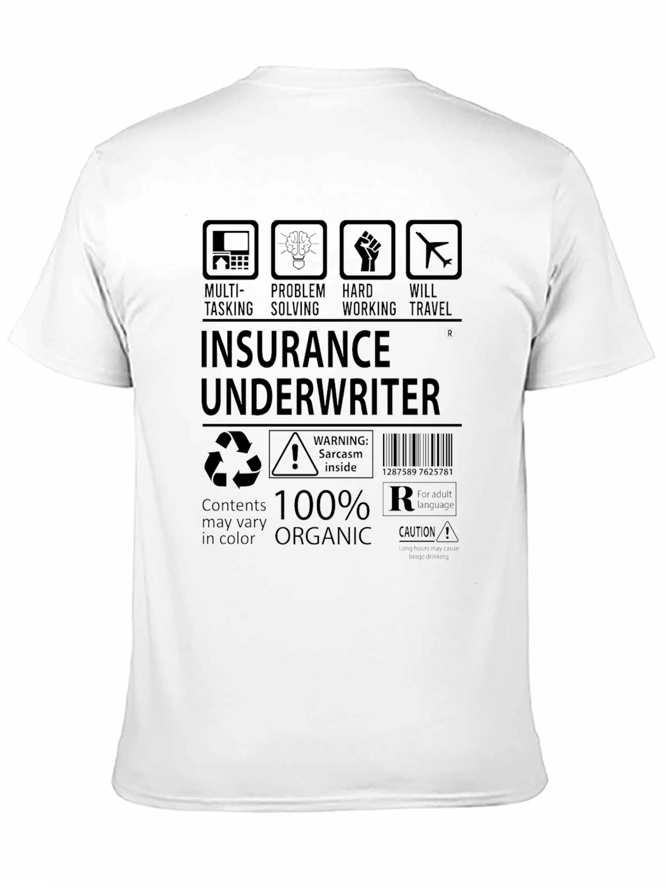 Black Insurance Underwriter 100% Organic Black T-Shirt view 11