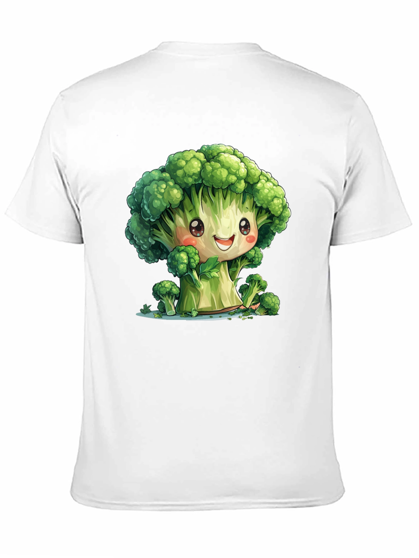 Black Cute Broccoli Cartoon Black T-Shirt view 11