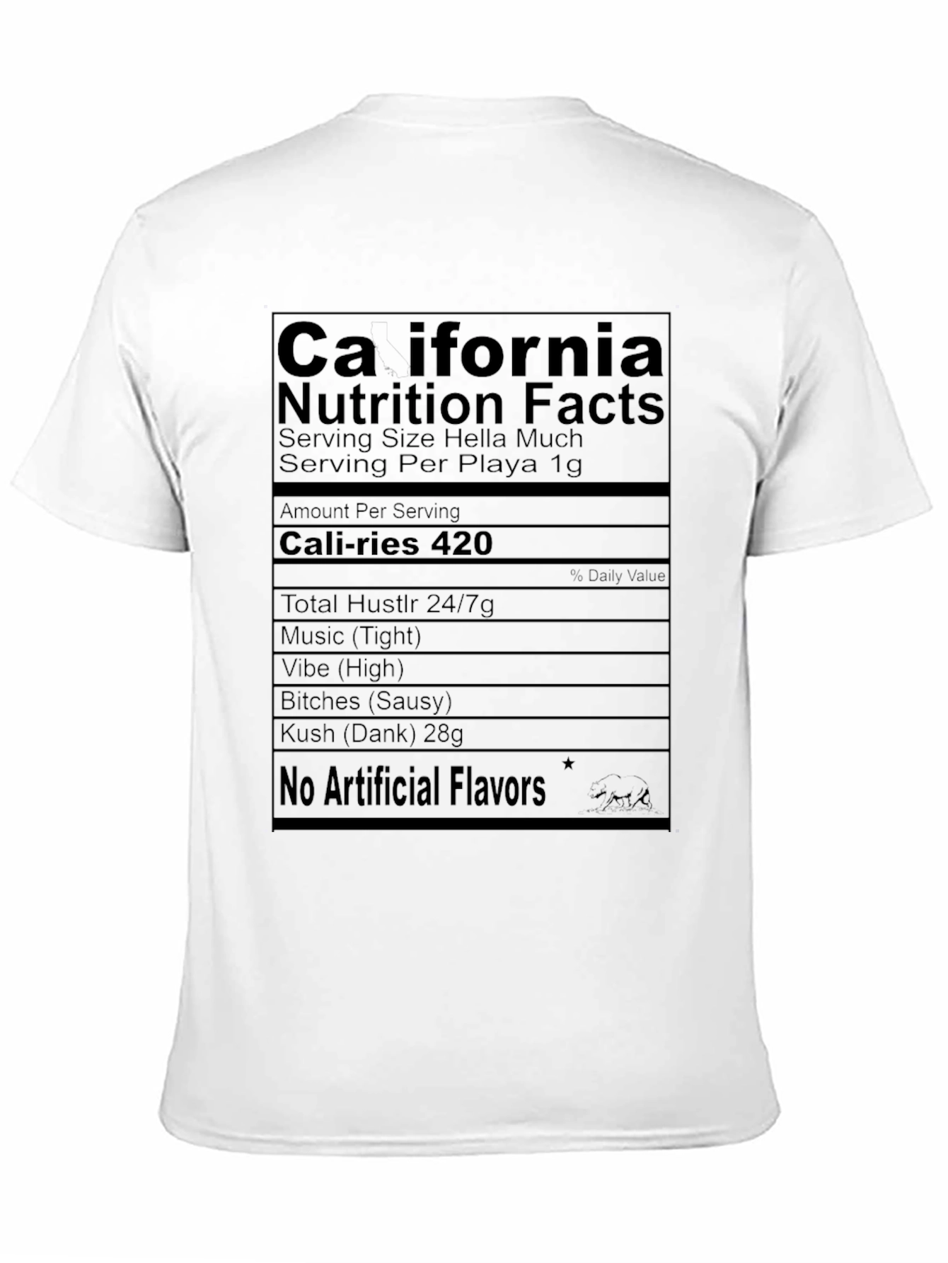 Black California Nutrition Facts Black T-Shirt view 11
