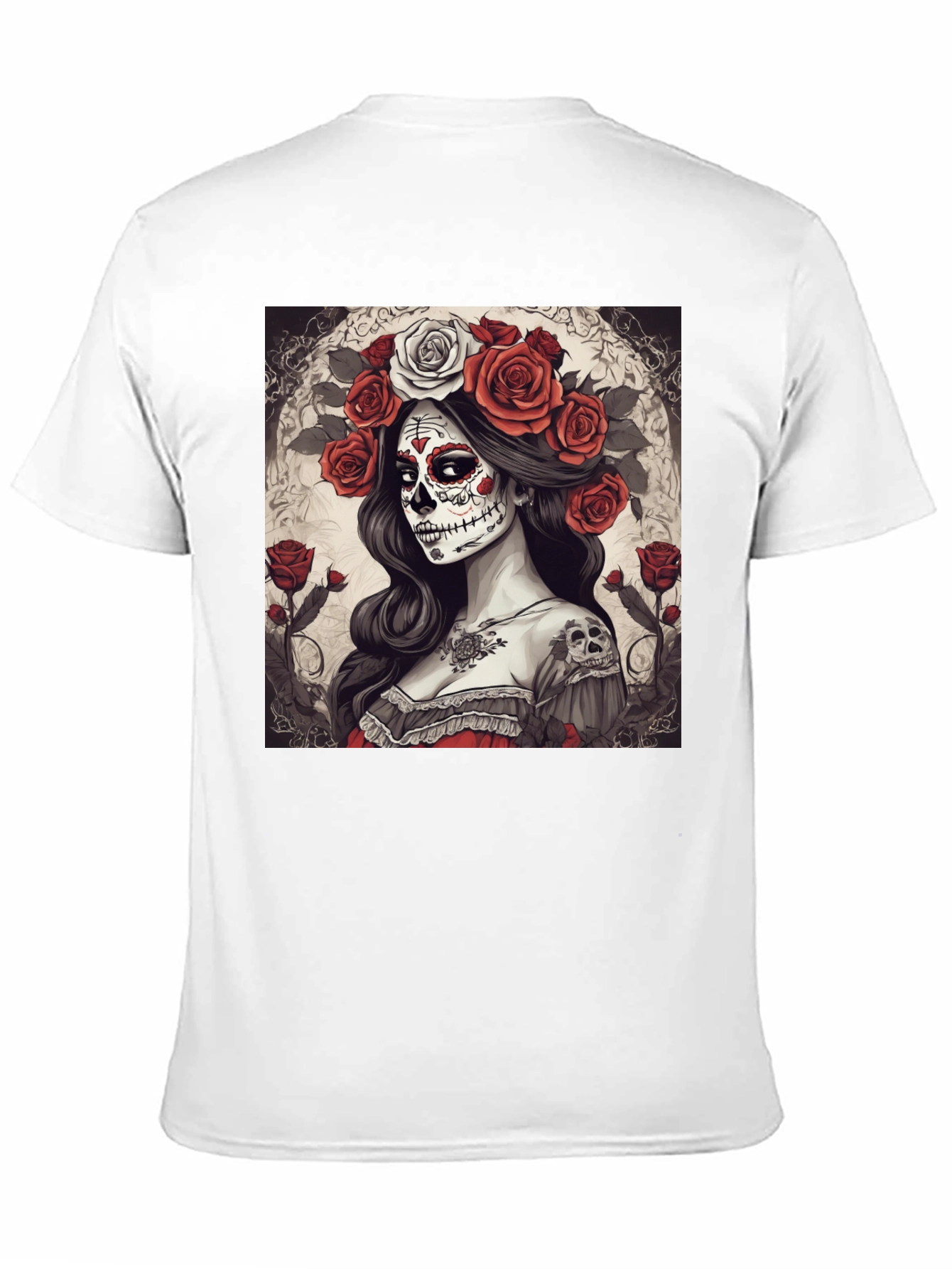 Black Day of the Dead Woman Graphic T-Shirt view 11
