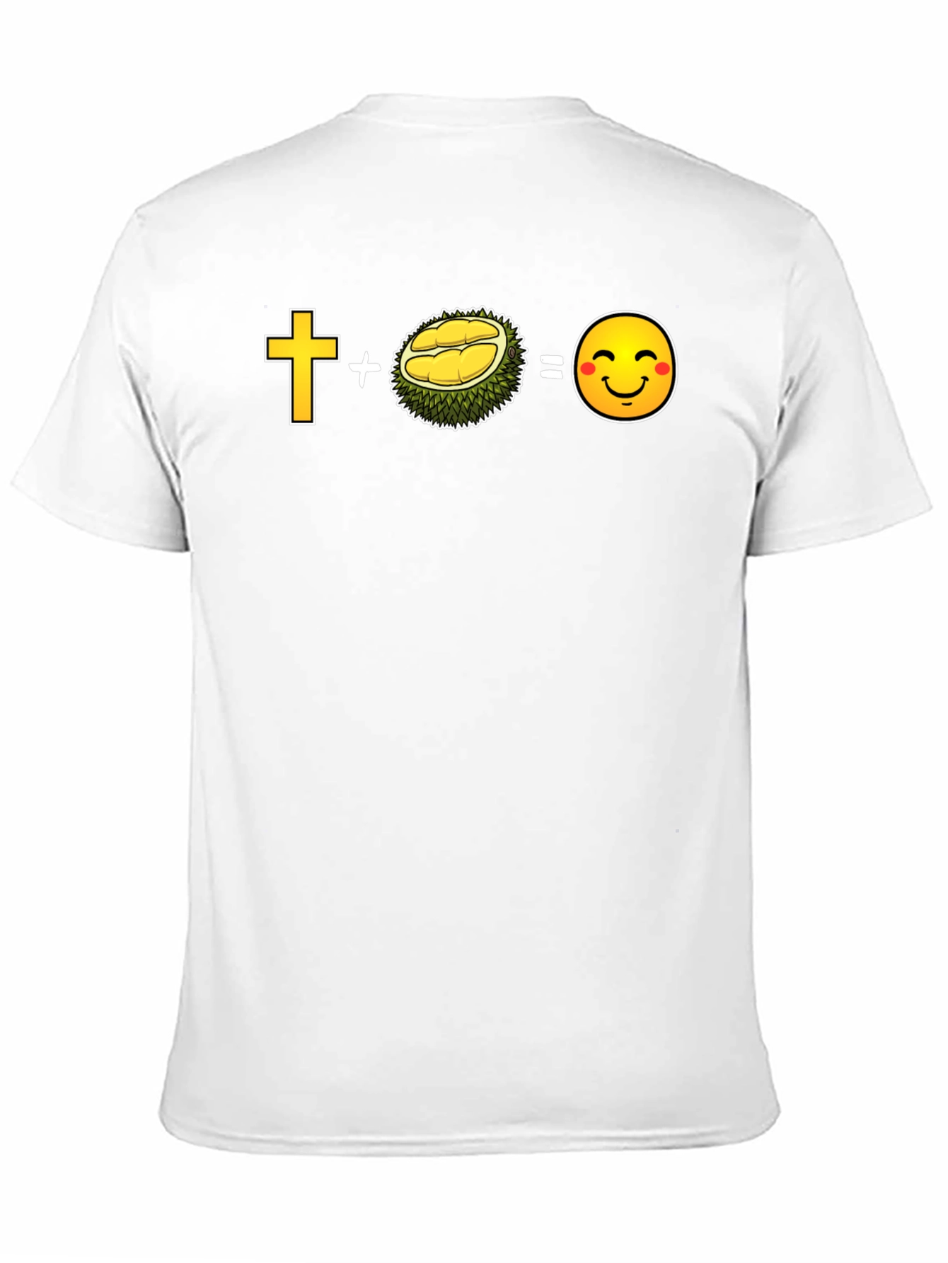 Black Cross Plus Durian Equals Smiley Face Black T-Shirt view 11