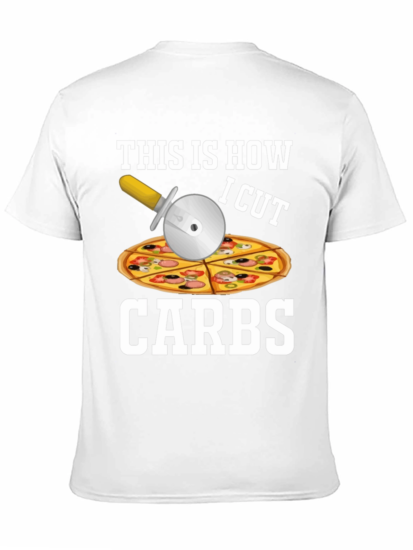 Black Funny Pizza Cutter "Carbs" T-Shirt view 11