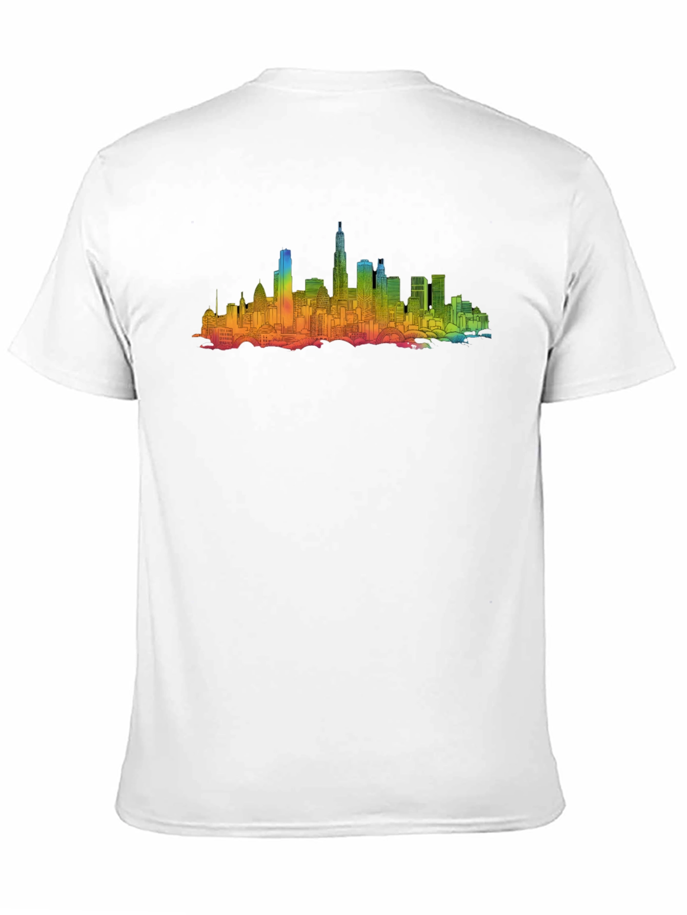 Black Rainbow Cityscape Graphic Tee - Black Cotton Blend view 11