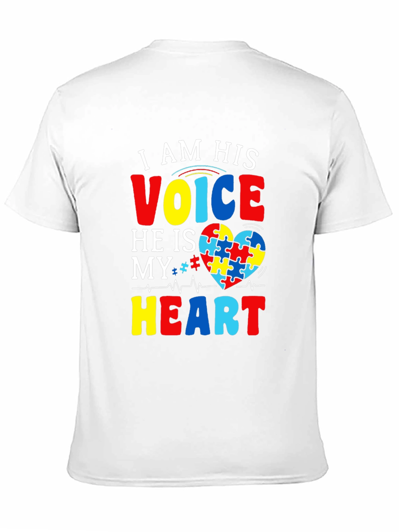 Black Autism Awareness T-Shirt - I am His Voice, He is My Heart view 11