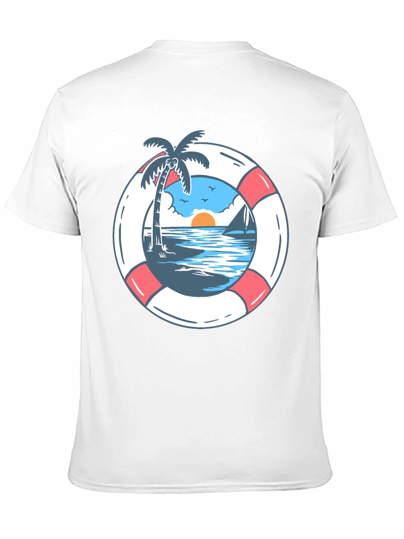 Tropical Beach Life Preserver Graphic Tee - 11