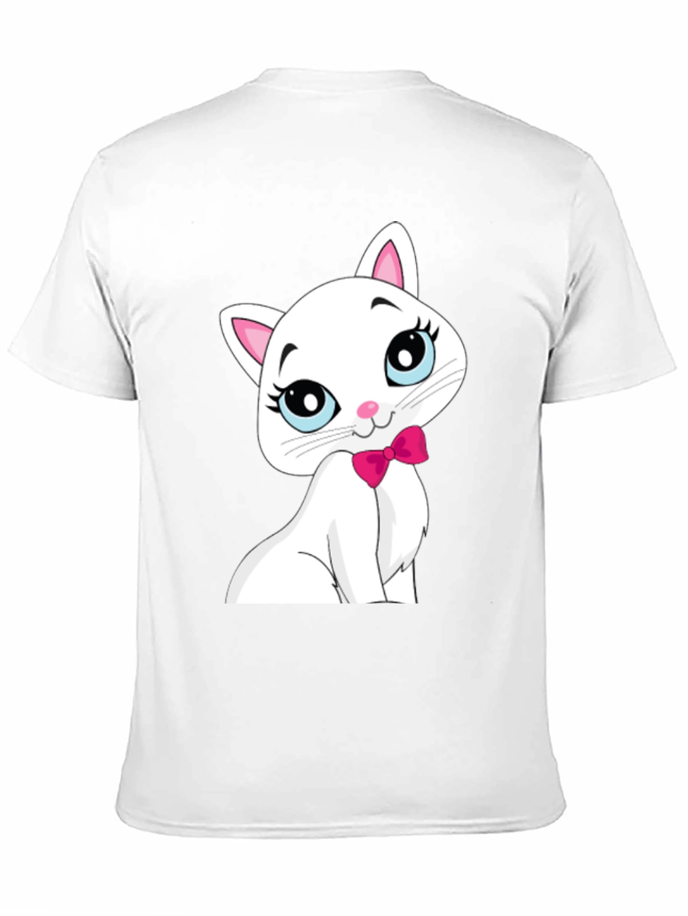 Black Cute White Cat T-Shirt view 11