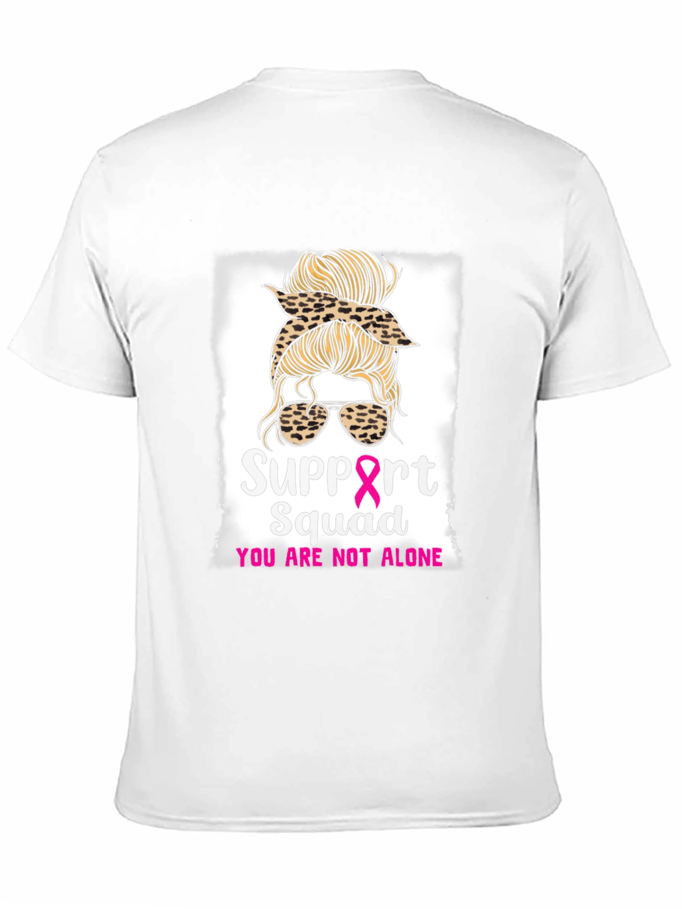 Black Support Squad Messy Bun Breast Cancer Awareness T-Shirt view 11