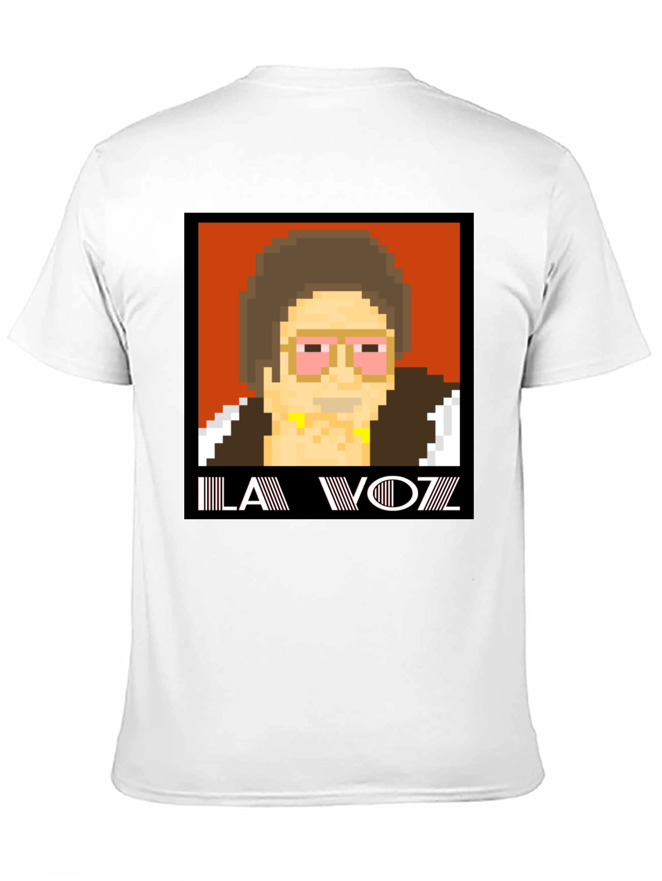 Black Retro Pixel Art T-Shirt: LA VOZZ view 11