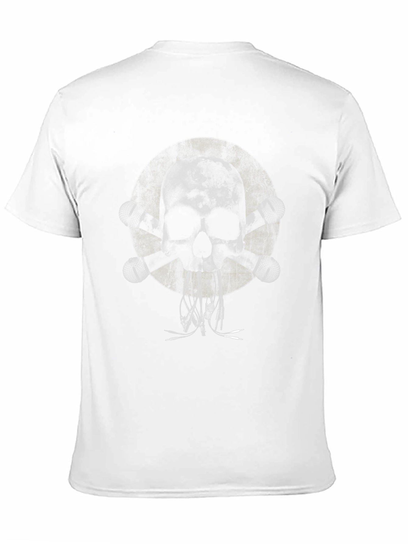 Black Skull & Microphones Graphic Print T-Shirt view 11