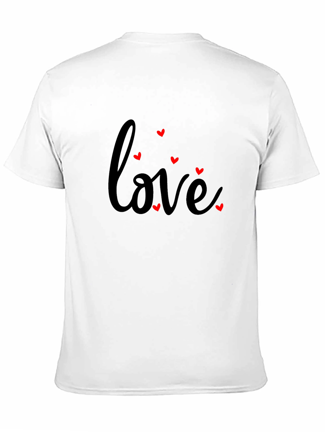 Black Love Heart Print Men's Black T-Shirt view 11