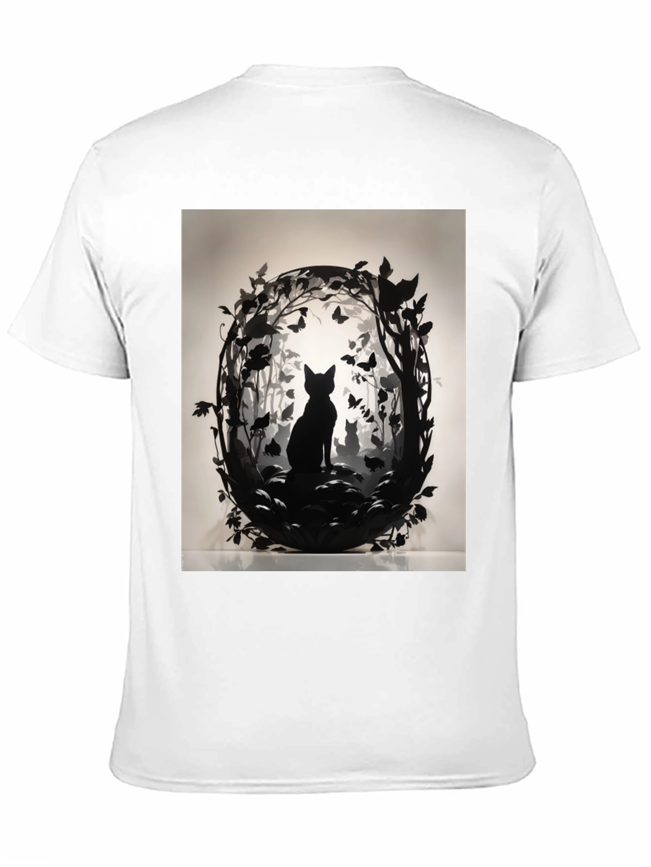 Black Artistic Cat Silhouette Graphic Tee view 11