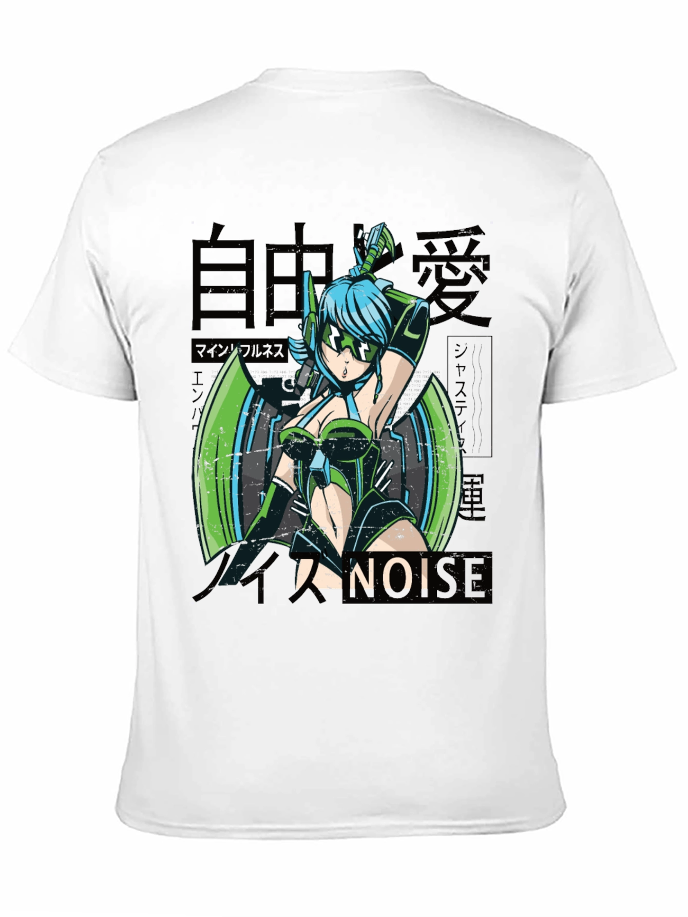 Black Anime Girl Graphic Tee - Cyberpunk Style view 11