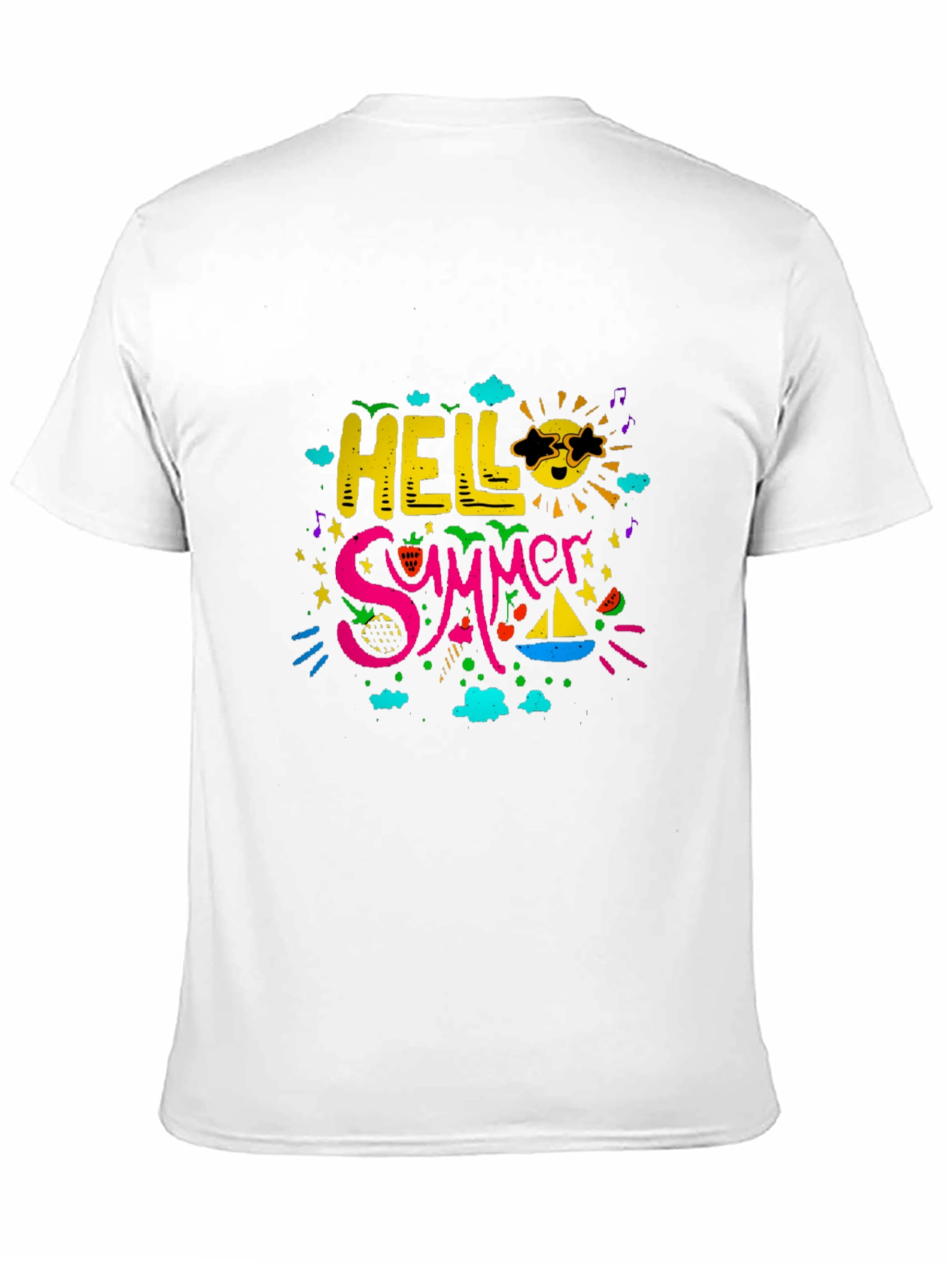 Black Hello Summer Graphic Print Black T-Shirt view 11