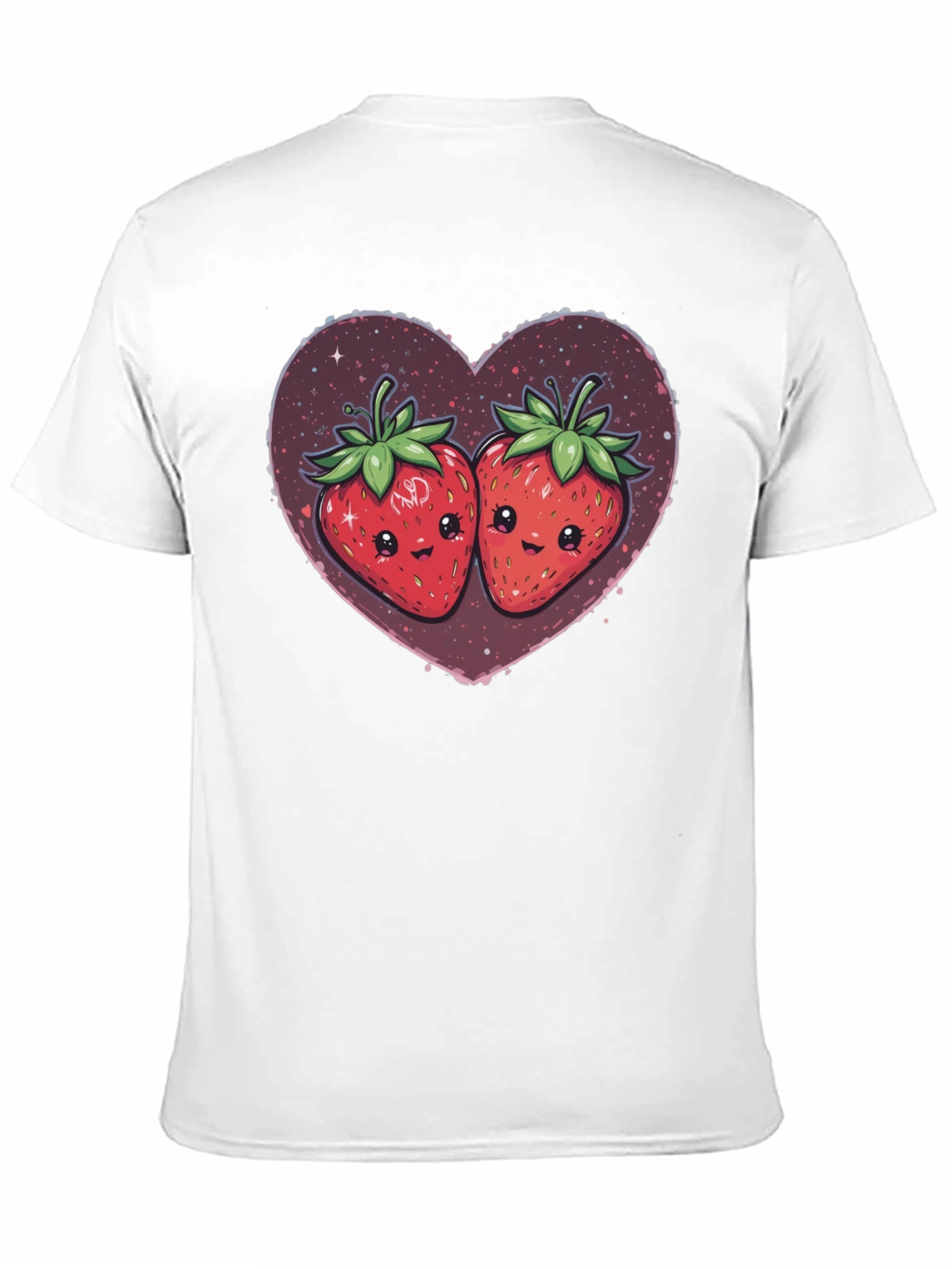 Black Strawberry Heart Kawaii Graphic Tee view 11
