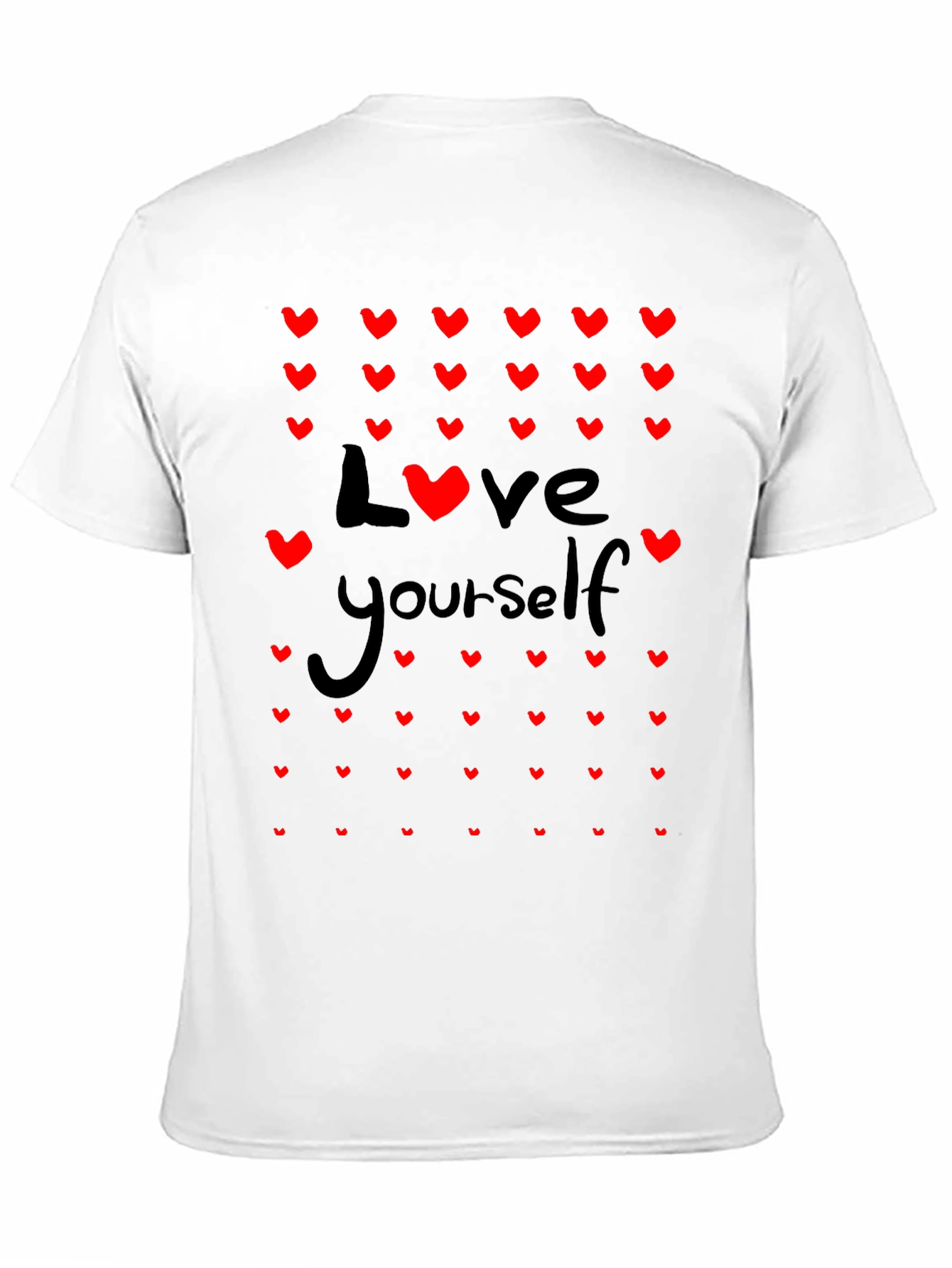 Black Love Yourself Heart Print Black T-Shirt view 11