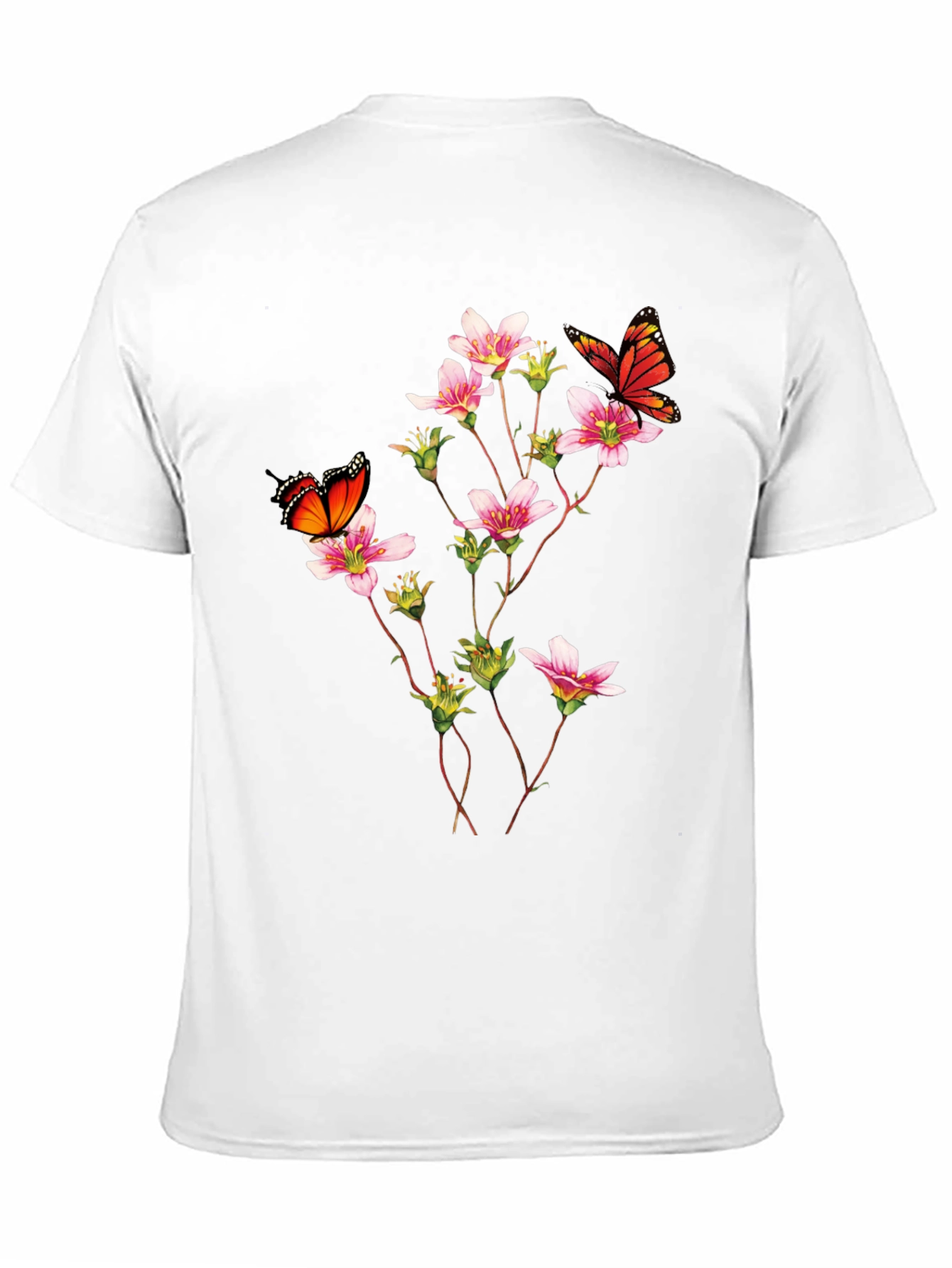 Black Butterfly & Floral Print Black T-Shirt view 11