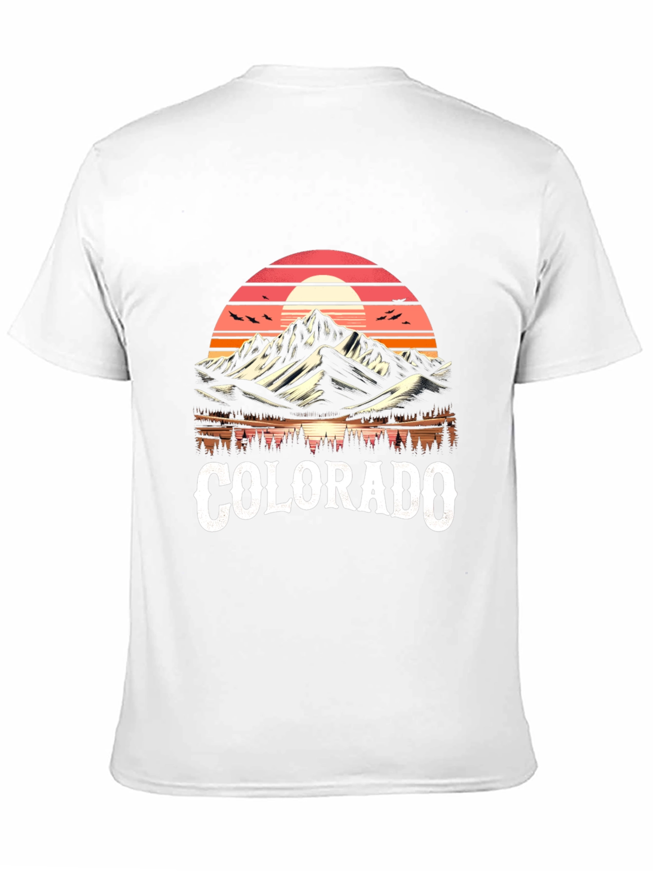 Black Colorado Mountains Retro Graphic T-Shirt view 11
