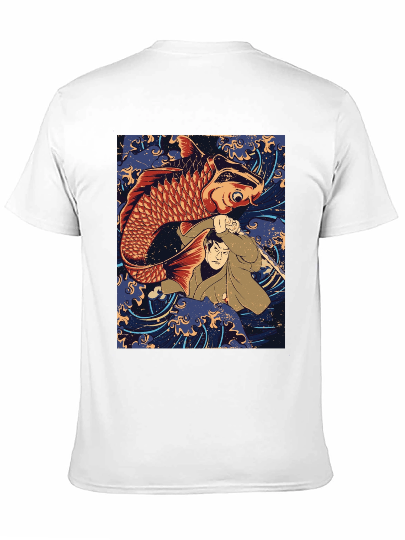 Black Koi Fish & Samurai T-Shirt - Graphic Tee view 11