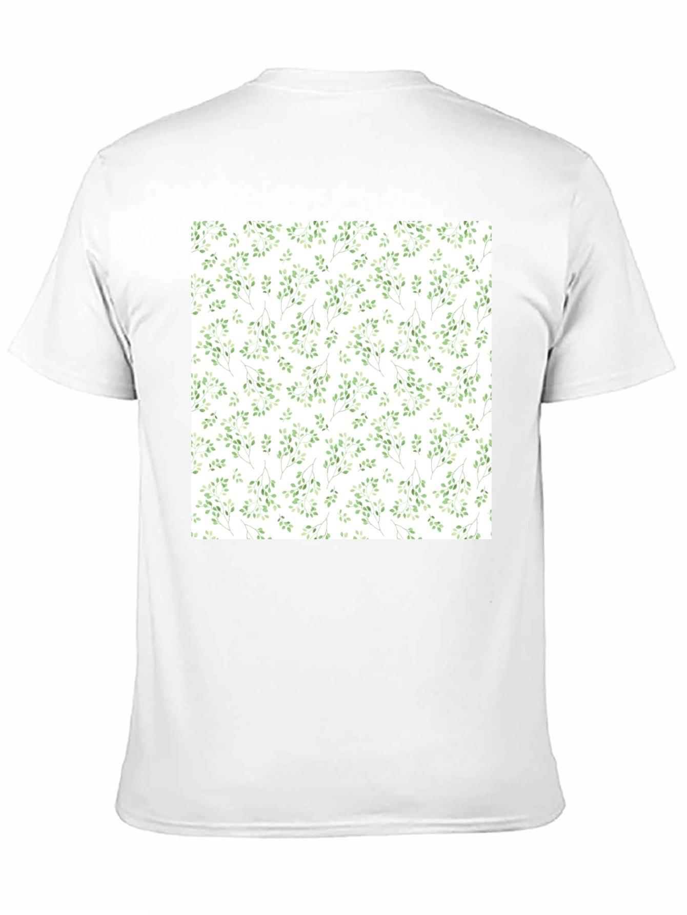 Black Green Leaves Patterned Black T-Shirt view 11