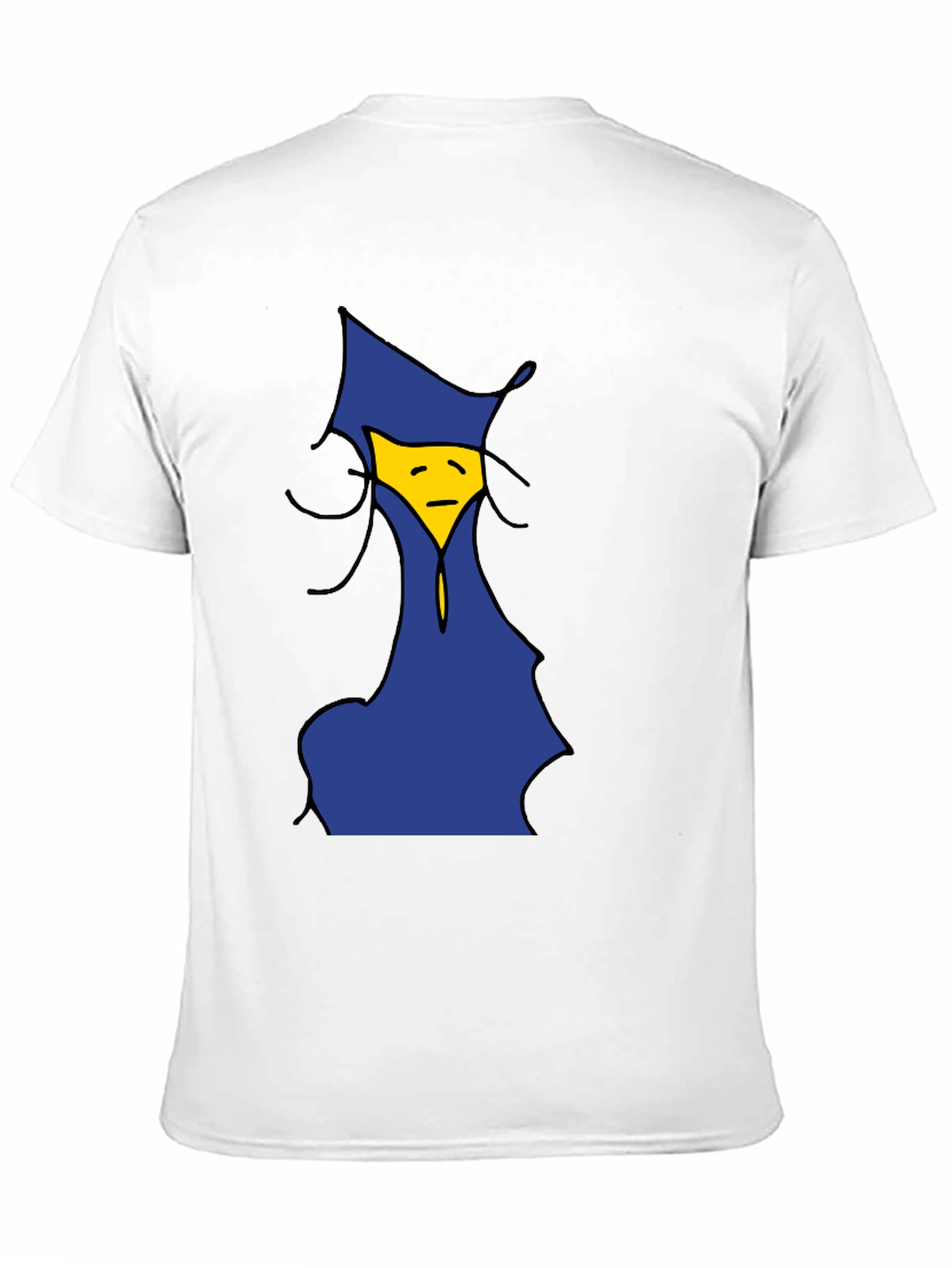 Black Cartoon Sad Face Graphic Tee - Unisex Black T-Shirt view 11