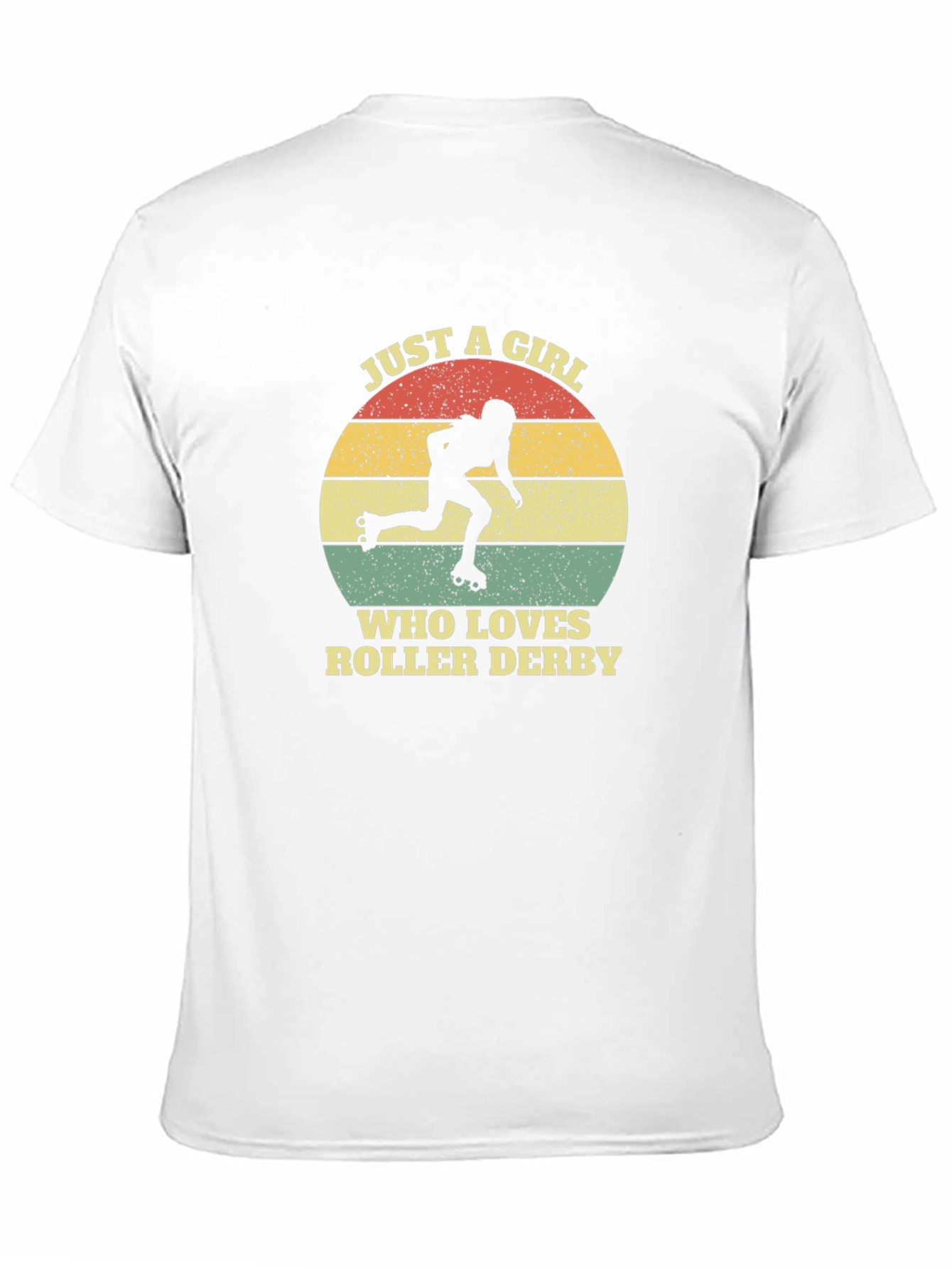 Black Roller Derby Girl T-Shirt Vintage Sunset Design view 11