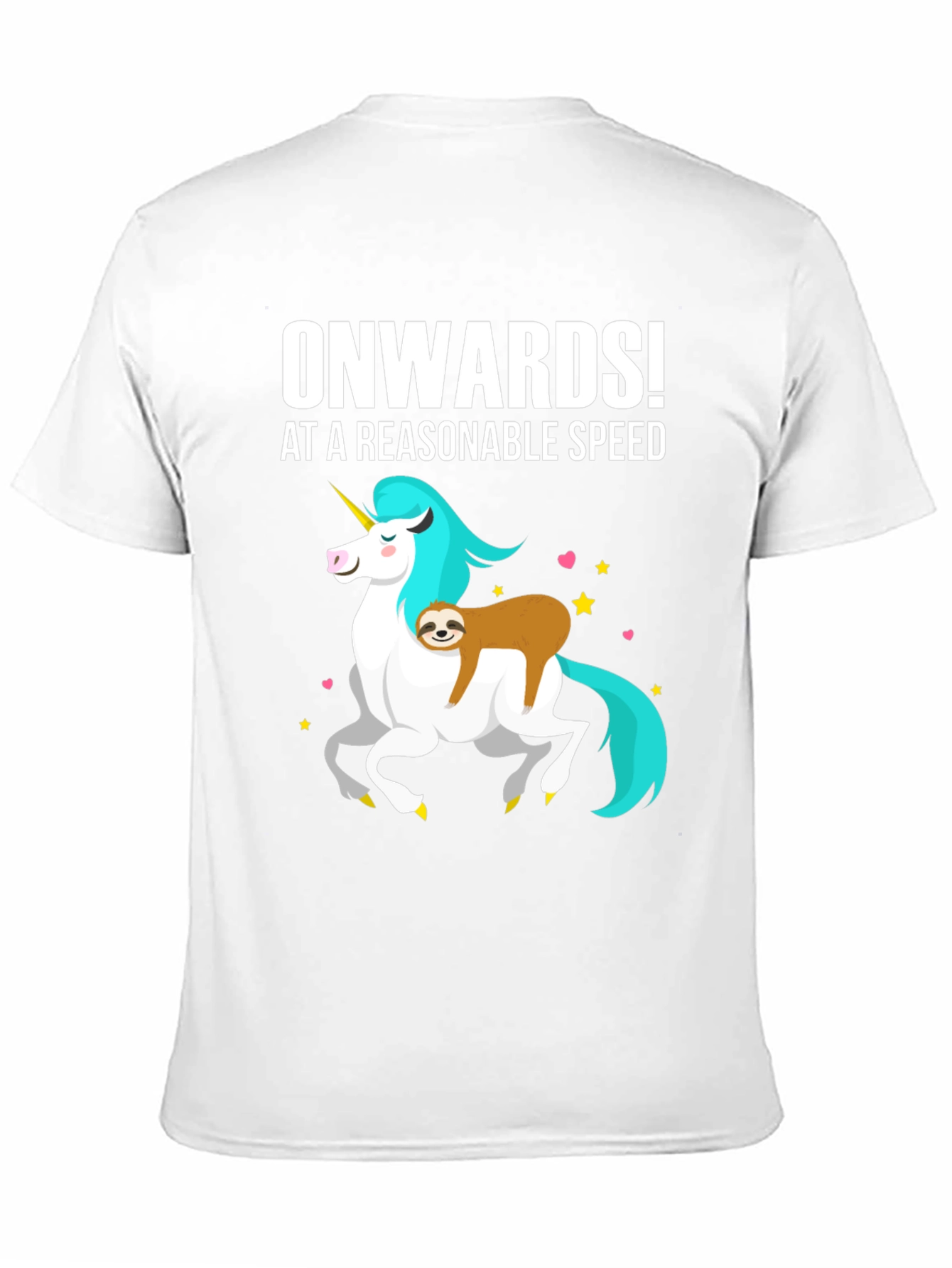 Black Onwards! Sloth Riding Unicorn Graphic Tee view 11