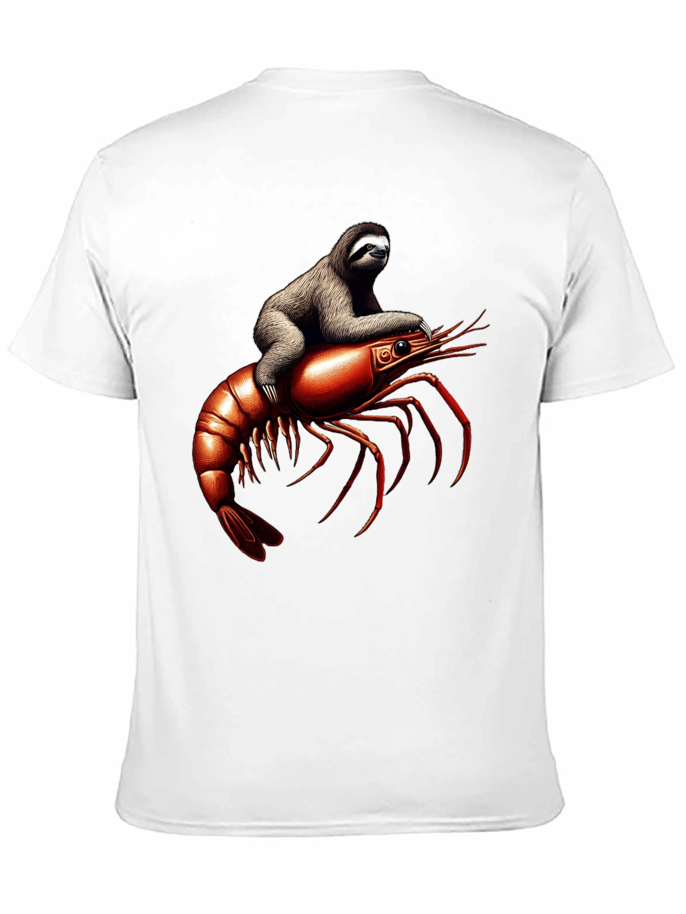 Black Sloth Riding Shrimp T-Shirt view 11